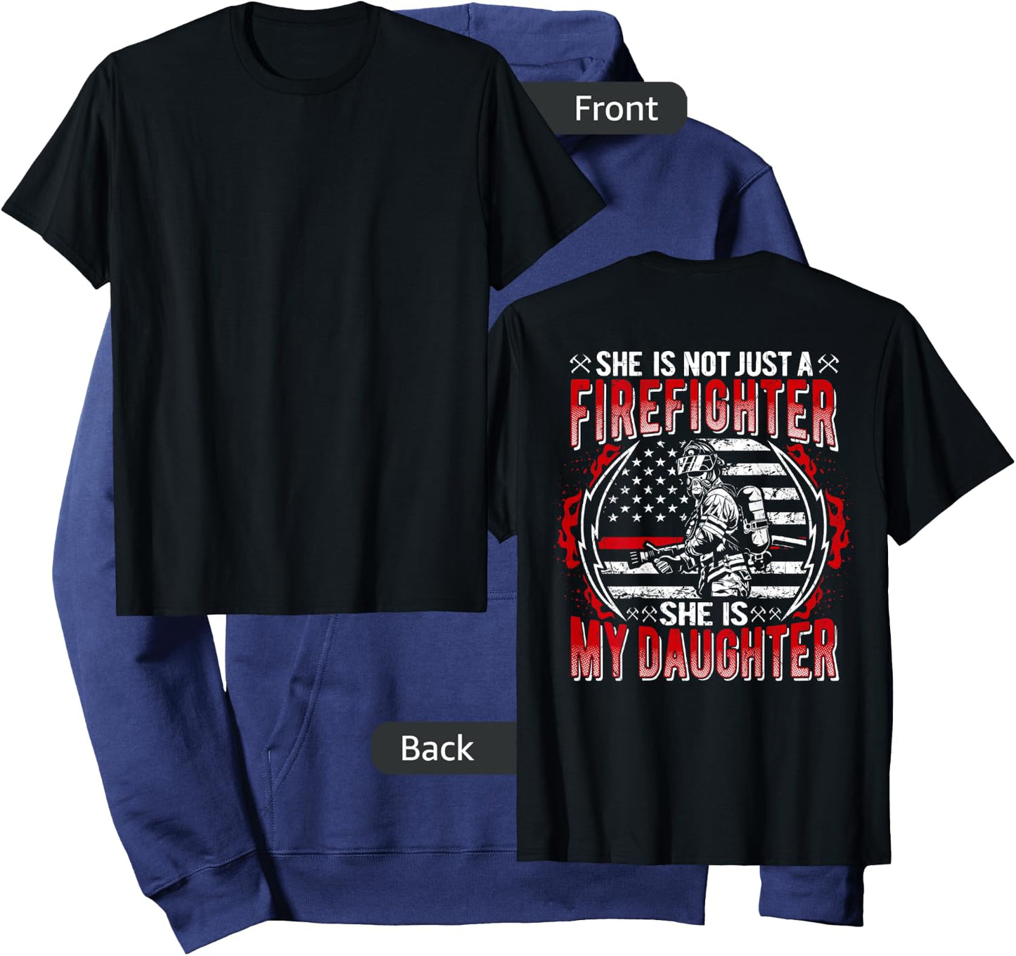 My Daughter Is Firefighter Thin Red Line Proud Fire Dad Mom Hoodie - Hoodie | Navy