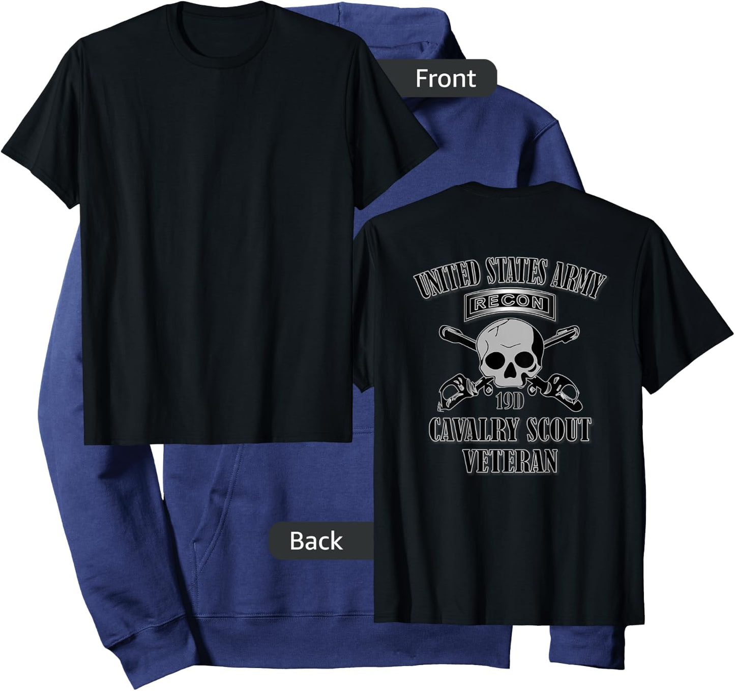 U.S. Army Cavalry Scout Veteran (Back Design) Hoodie - Hoodie | Navy