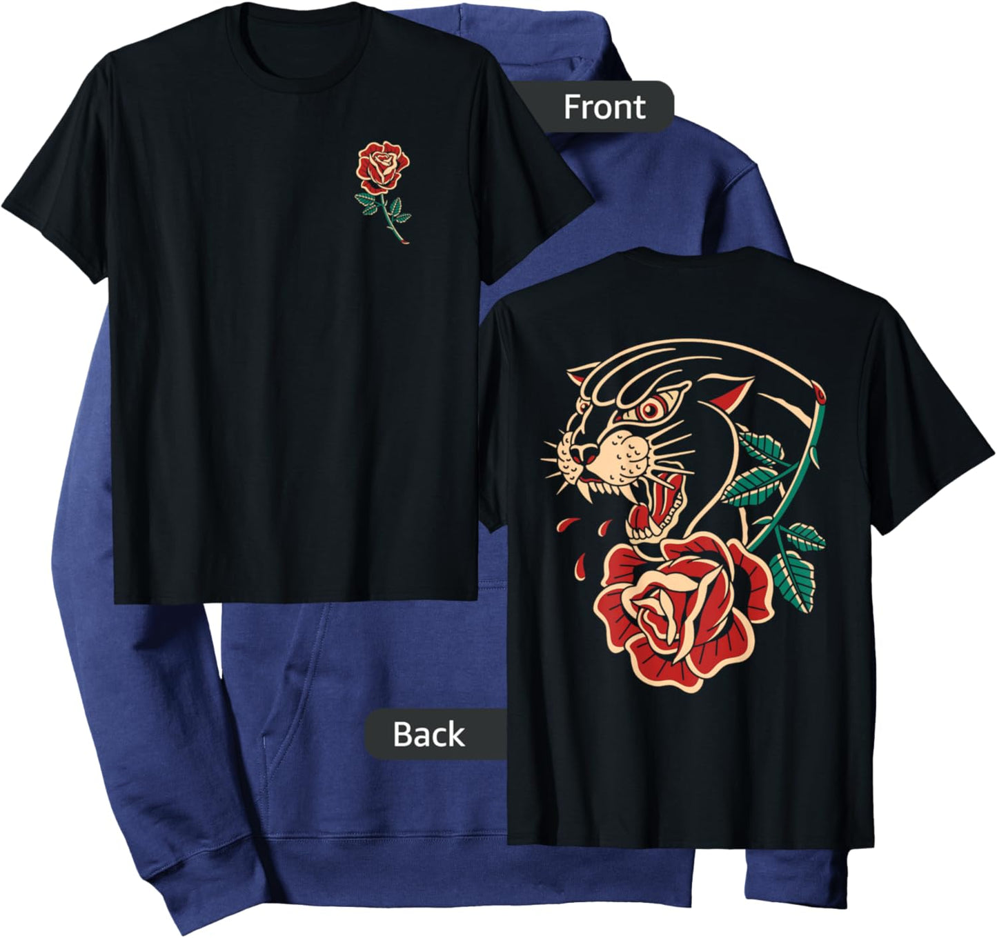 Panther Rose Traditional Tattoo Artist Tattoo Ink Old School Hoodie - Hoodie | Navy