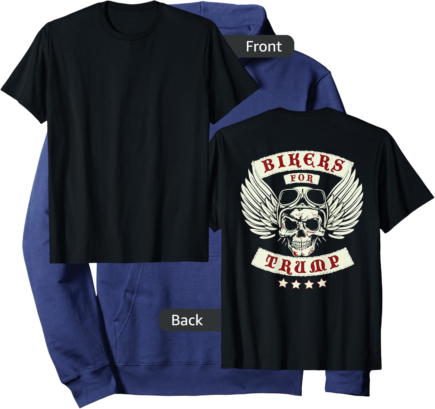 Bikers For Trump | Motorcycle Trump (Design on Back) Hoodie - Hoodie | Navy