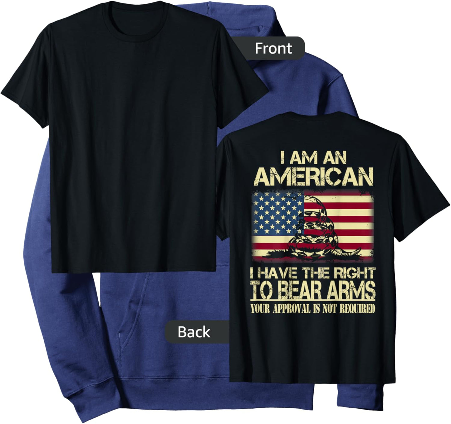 I Am An American I Have The Right To Bear Arms (on back) Hoodie - Hoodie | Navy