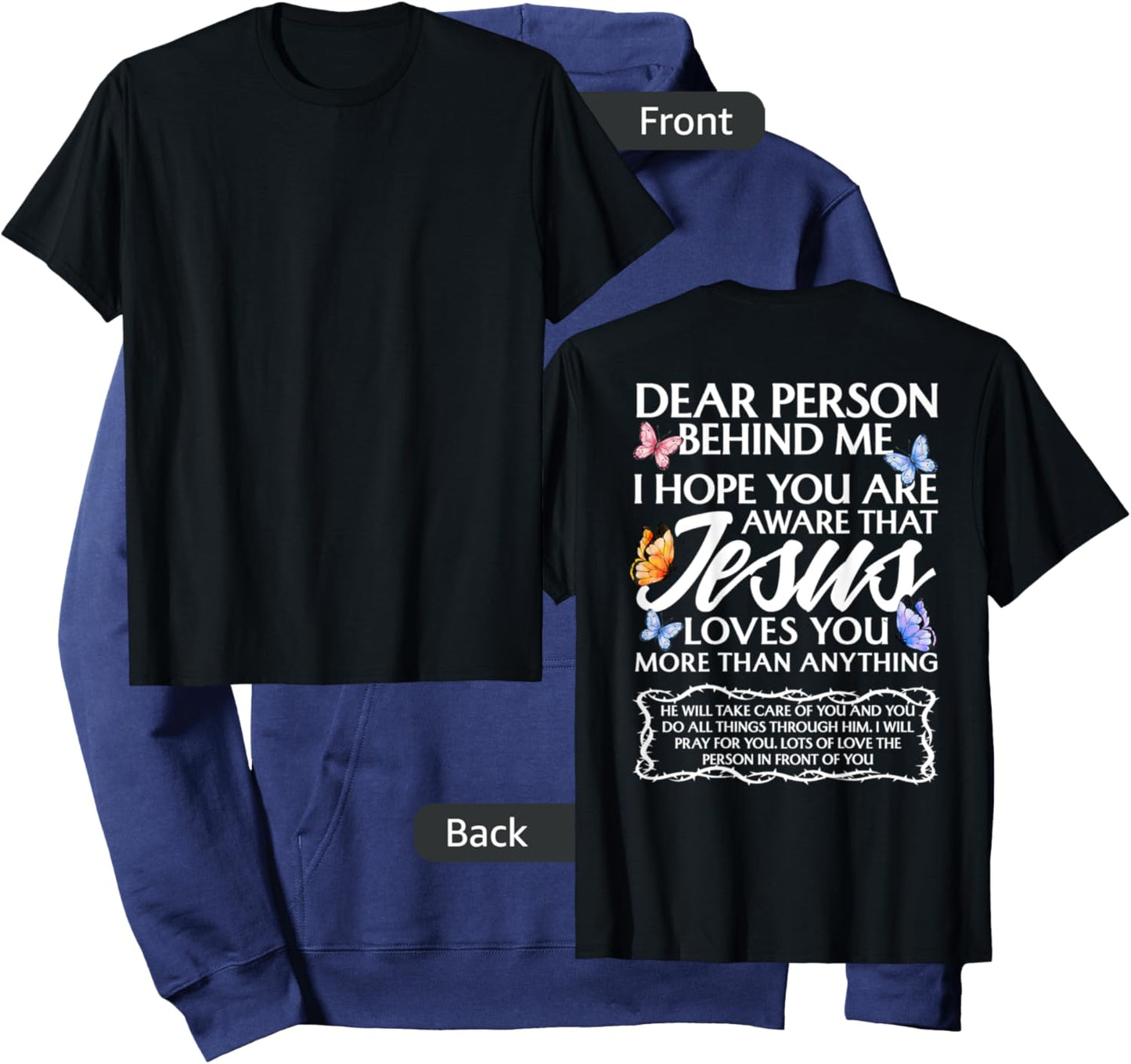 Dear Person Behind me Christian and Jesus Faith (Backprint) Hoodie - Hoodie | Navy