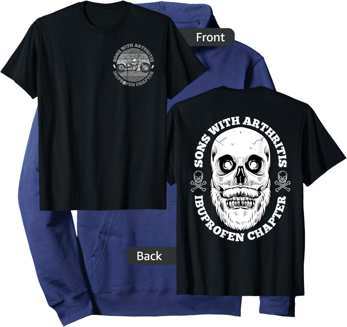 Sons With Arthritis 2 Sided Front Back Funny Retired Biker Hoodie - Hoodie | Navy