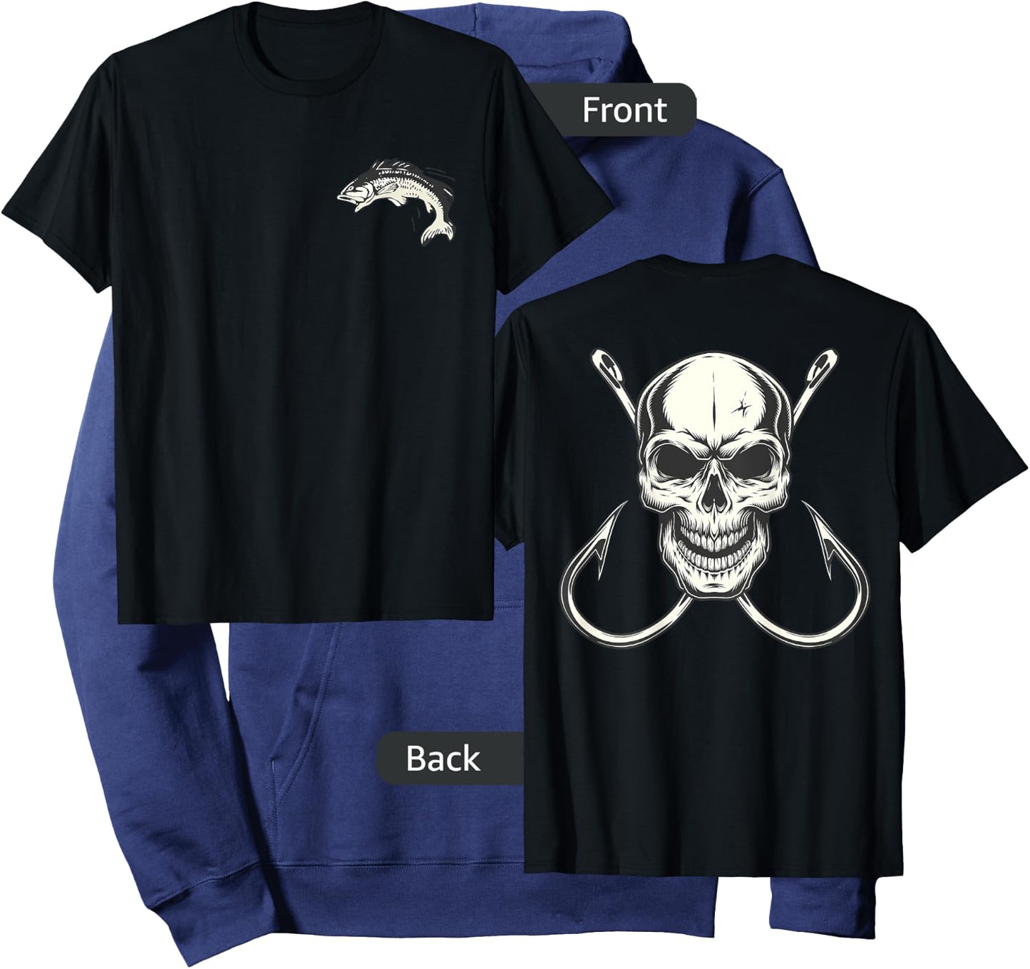 Skull With Fishing Hooks for Fisherman Skeleton Crew Hoodie - Hoodie | Navy