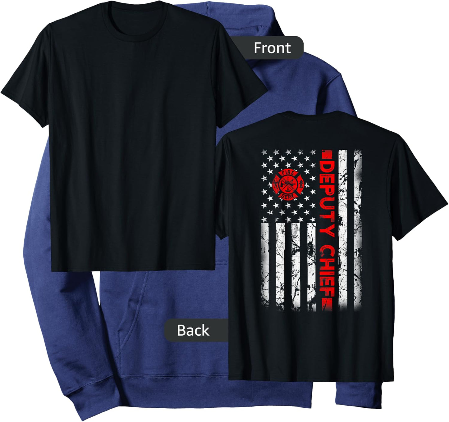 Firefighter USA flag gifts Patriotic Deputy Fire Chief Hoodie - Hoodie | Navy