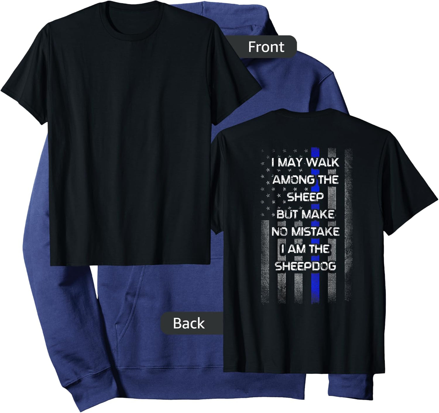 I May Walk Among The Sheep But Make No Mistake (on back) Hoodie - Hoodie | Navy