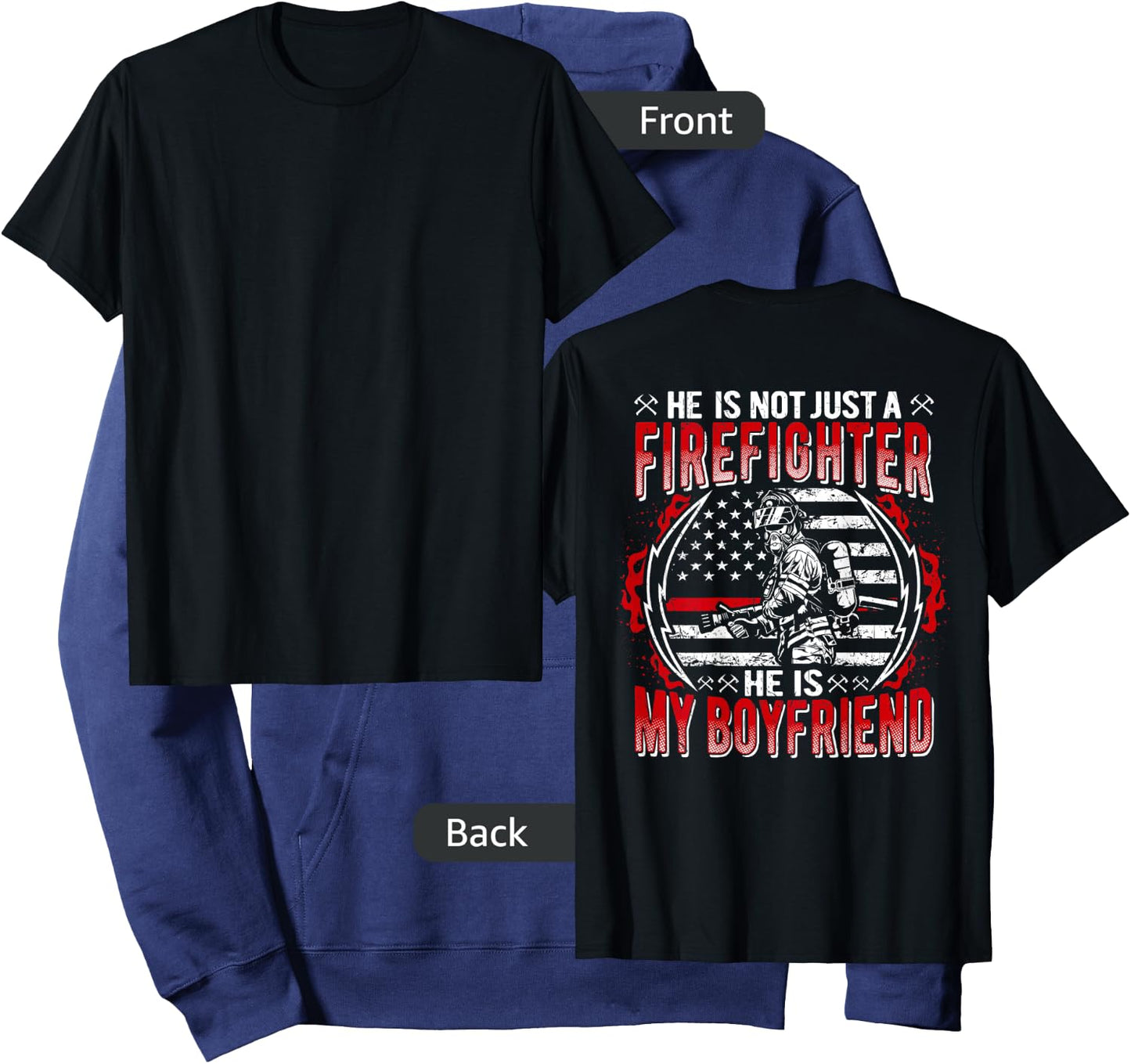 My Boyfriend Is A Firefighter Thin Red Line Fire Girlfriend Hoodie - Hoodie | Navy