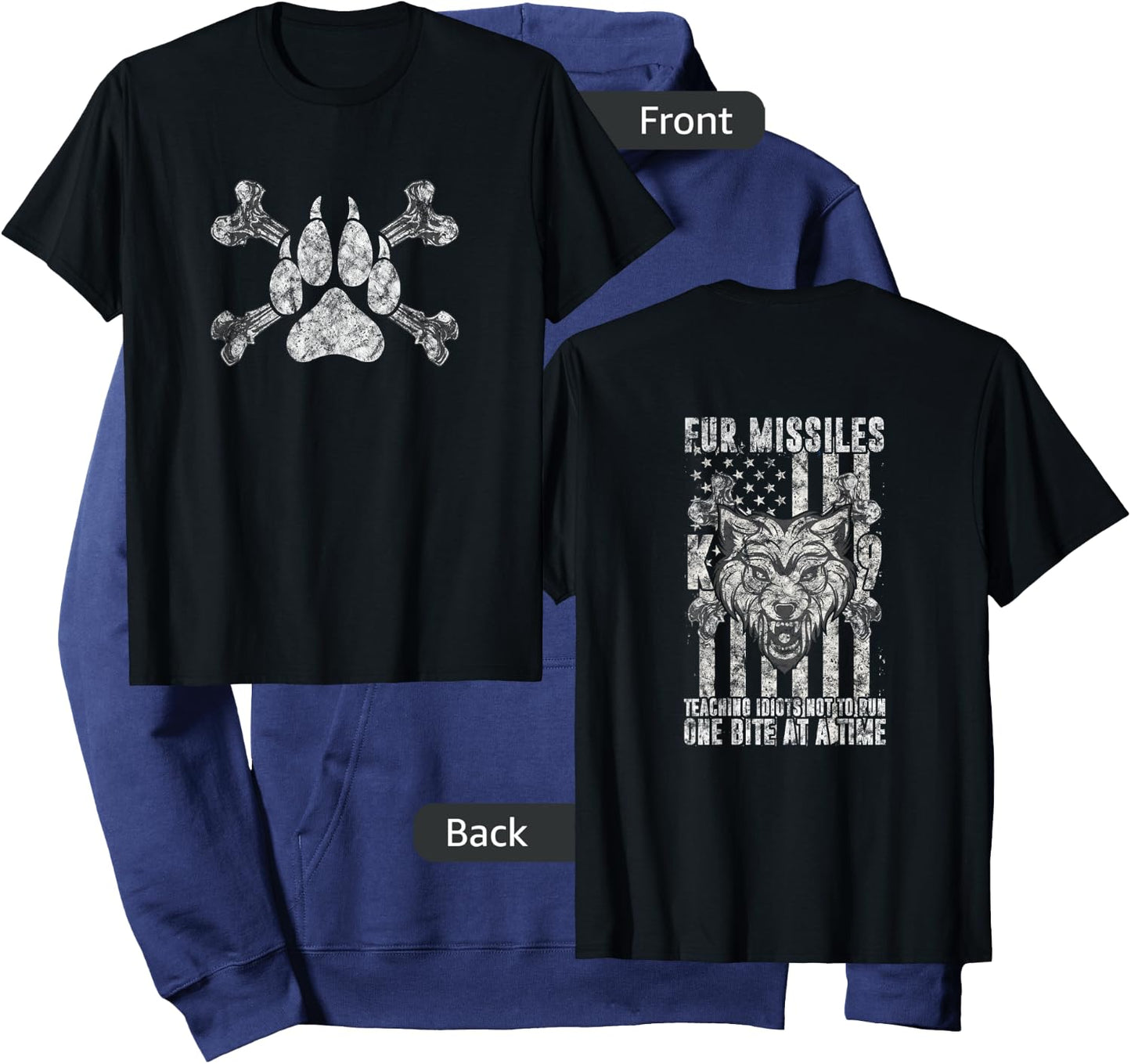 Fur Missiles Teaching Idiots Not To Run One Bite At A Time Hoodie - Hoodie | Navy