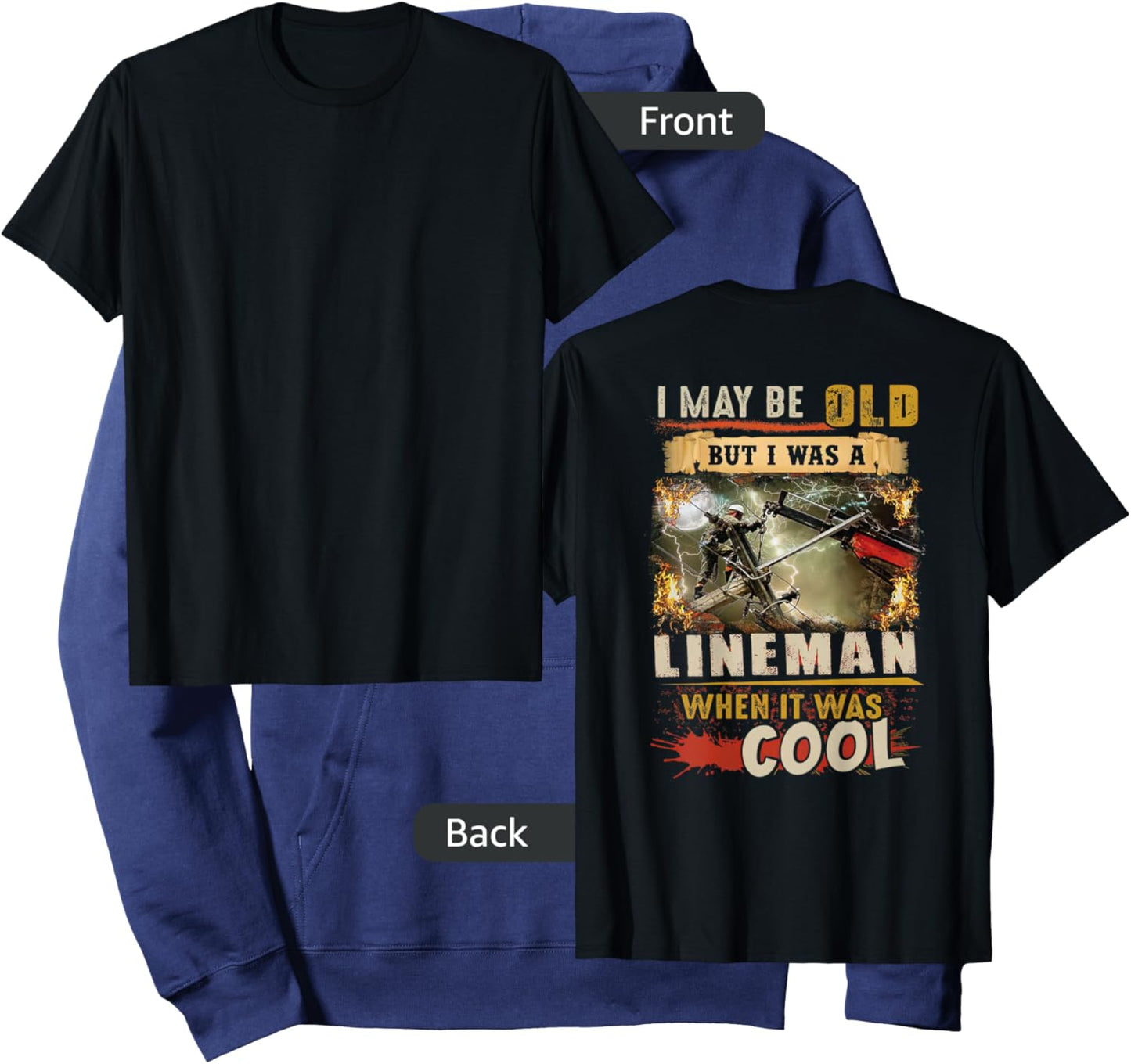 Retired Lineman Lineworker Power Lineman Retirement Hoodie - Hoodie | Navy