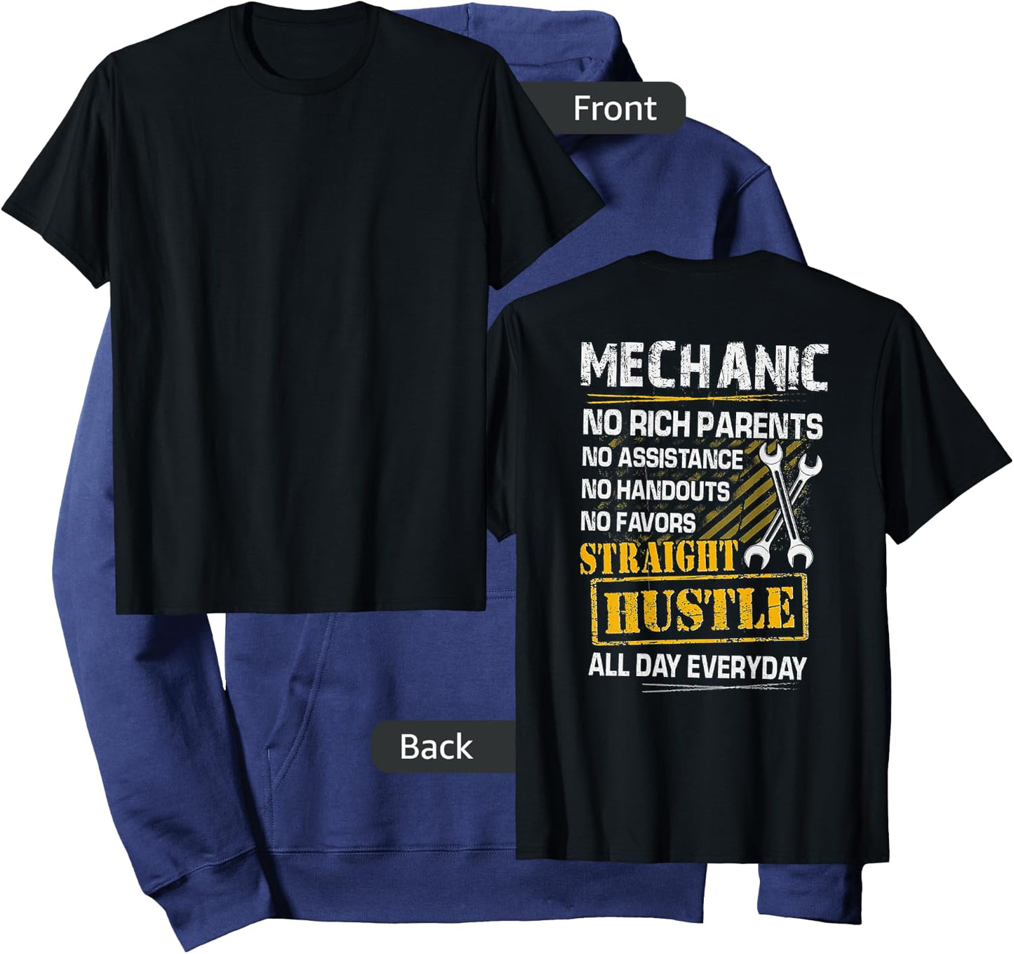 Mechanic No Rich Parents No Assistance No Handouts (on back) Hoodie - Hoodie | Navy