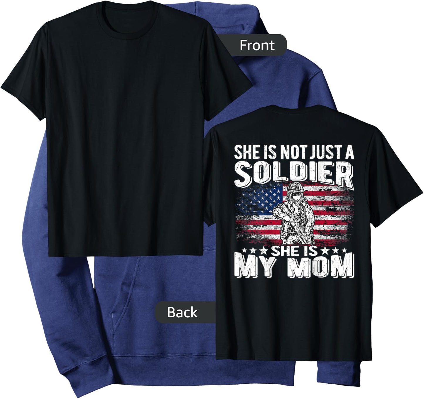 My Mom Is A Soldier - Patriotic Proud Military Son Daughter Hoodie - Hoodie | Navy