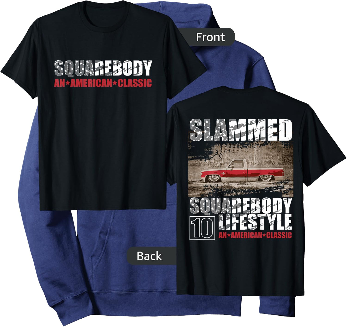 Squarebody C10 SLAMMED, Square body Lifestyle, C10 Truck Hoodie - Hoodie | Navy