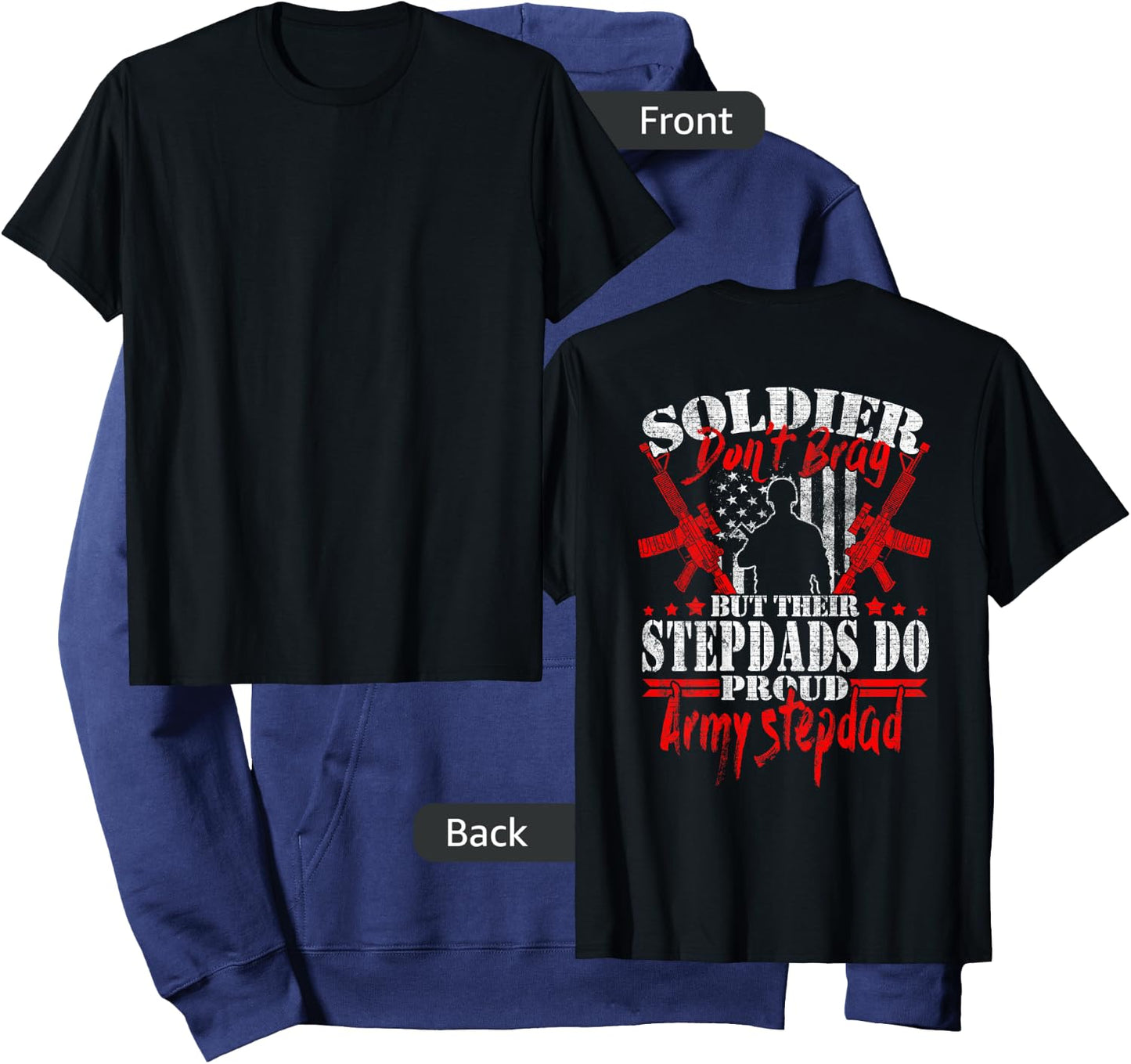 Soldiers Don't Brag - Proud Army Stepdad Military Stepfather Hoodie - Hoodie | Navy