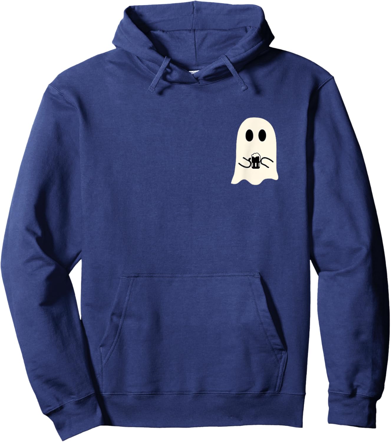 Cute Little Ghost Beer Glass Halloween Hoodie - Hoodie | Navy