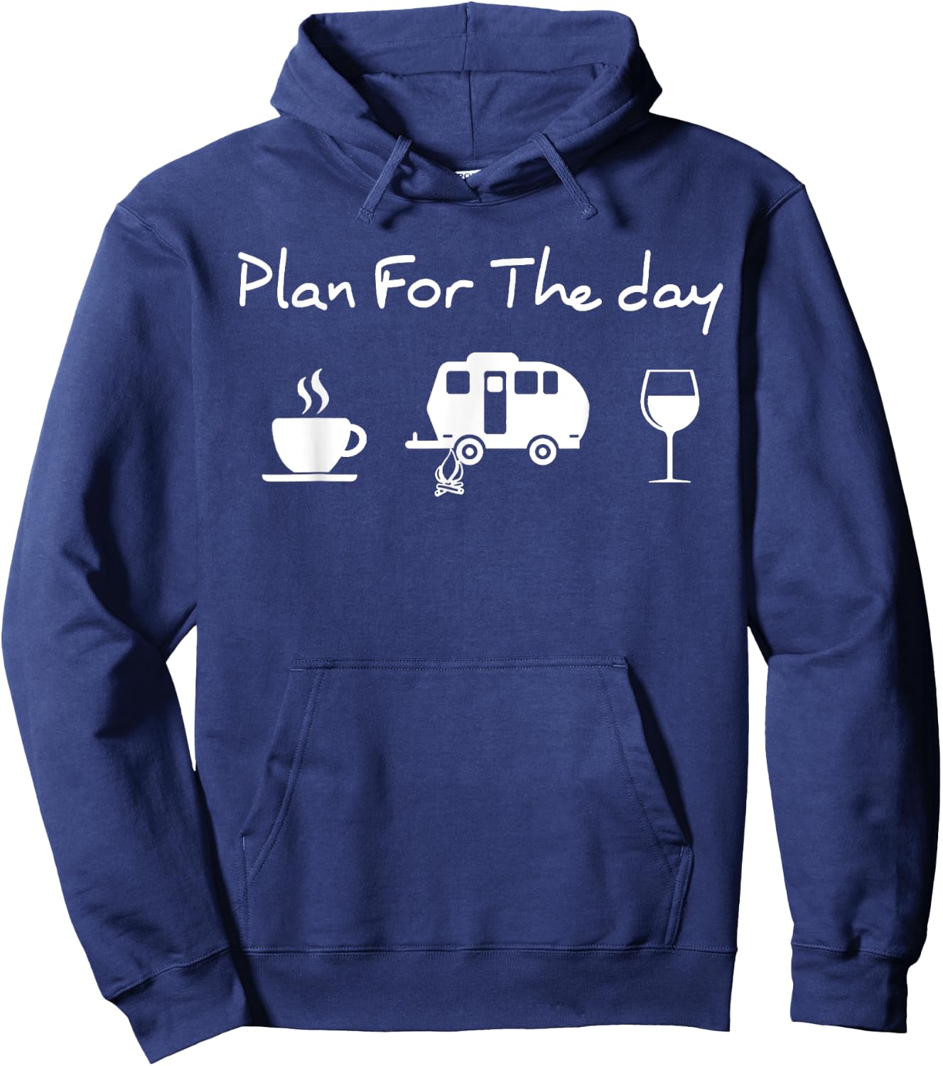 Plan For The Day Coffee Camping Wine Hoodie - Hoodie | Navy