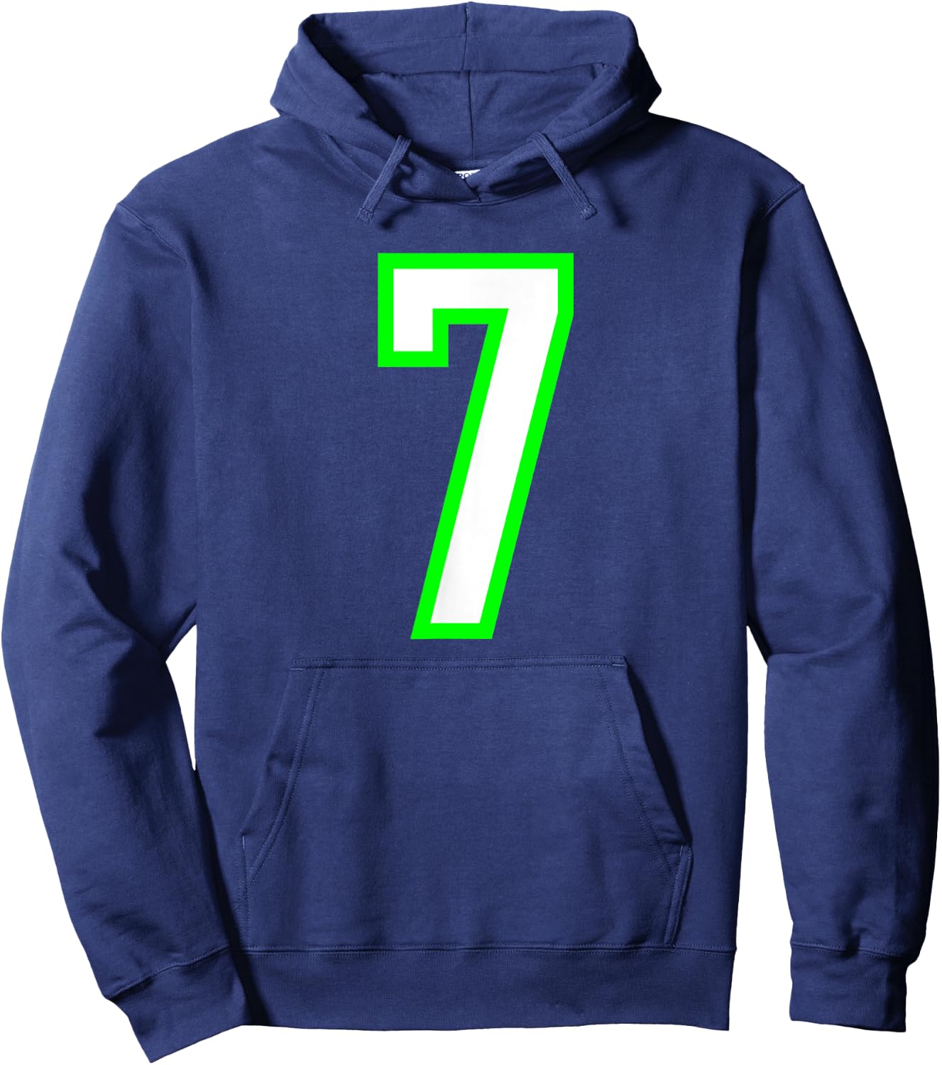 Sports Team Number #7 White Lime Number 7 Hoodie - Hoodie | Navy