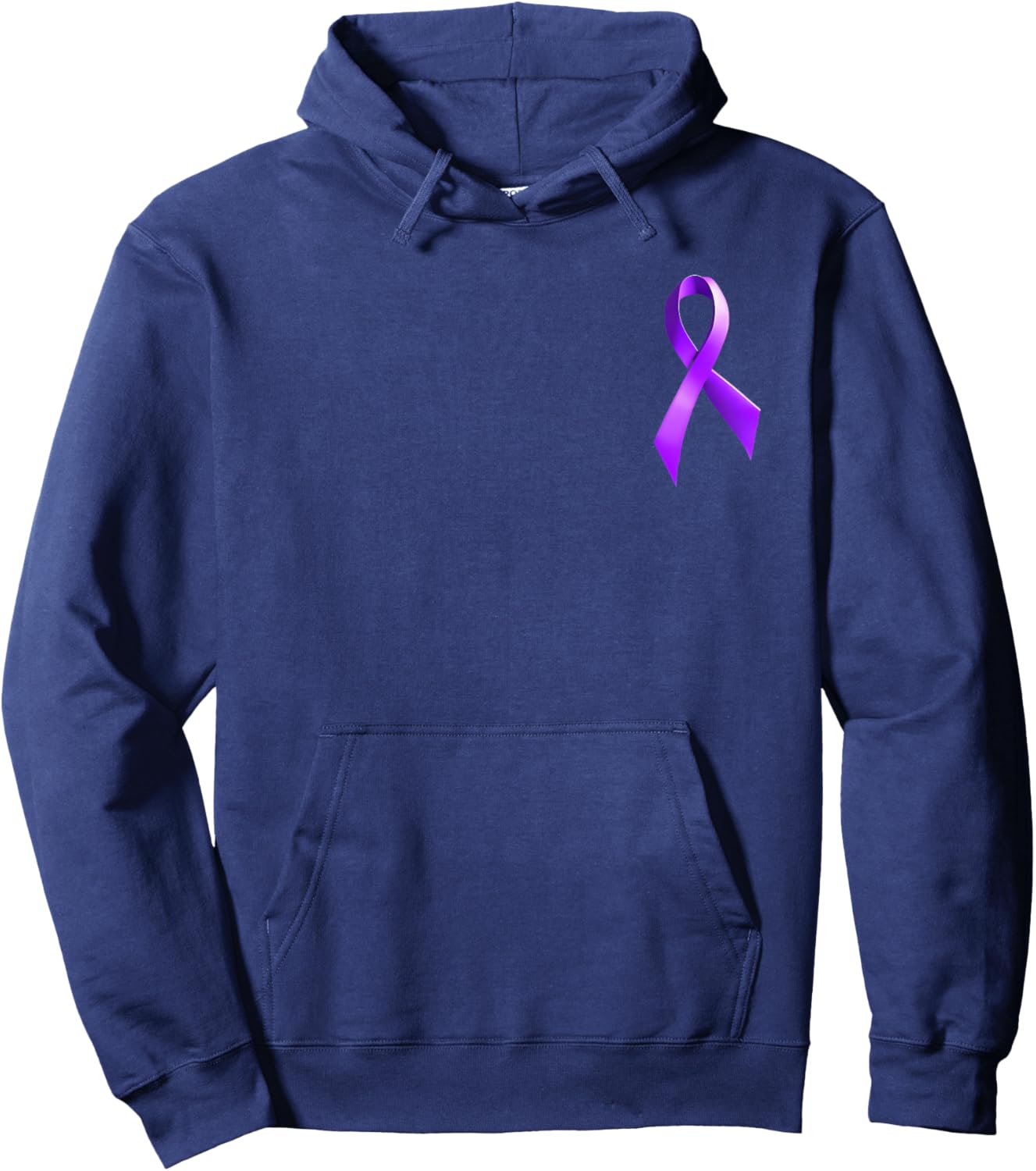 Pancreatic Cancer Purple Ribbon Hoodie - Hoodie | Navy