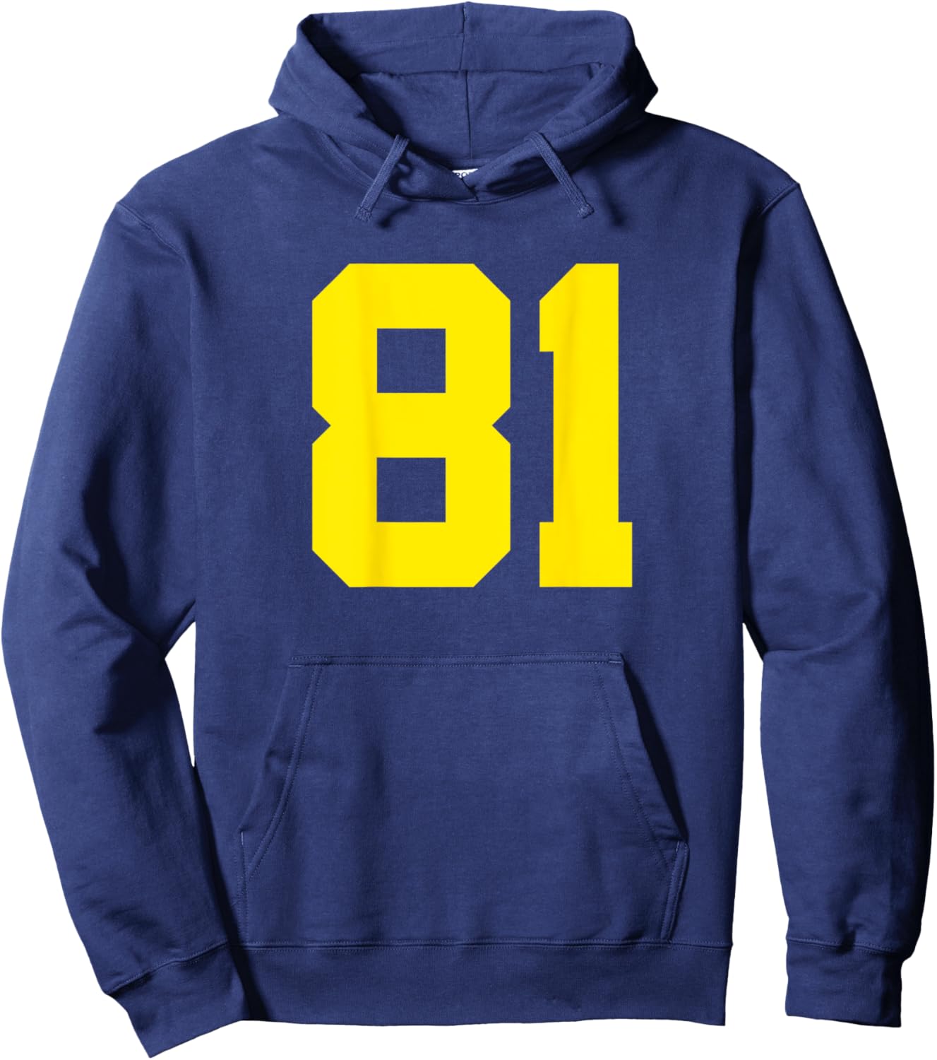 Number 81 Yellow (Print on the Back) Sports Team Jersey Hoodie - Hoodie | Navy