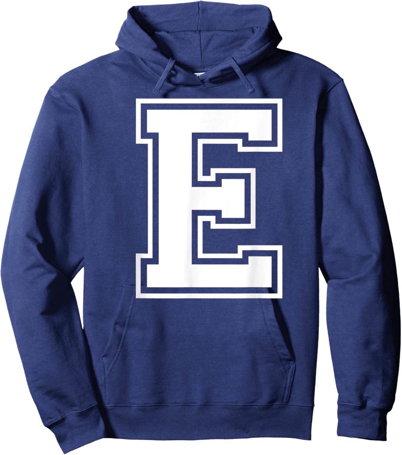 Letter E Capital Alphabet College Varsity Monogram Club Hoodie - Hoodie | Navy