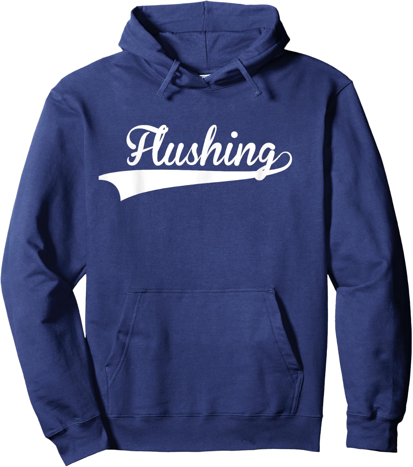 FLUSHING Baseball Vintage Retro Font Hoodie - Hoodie | Navy