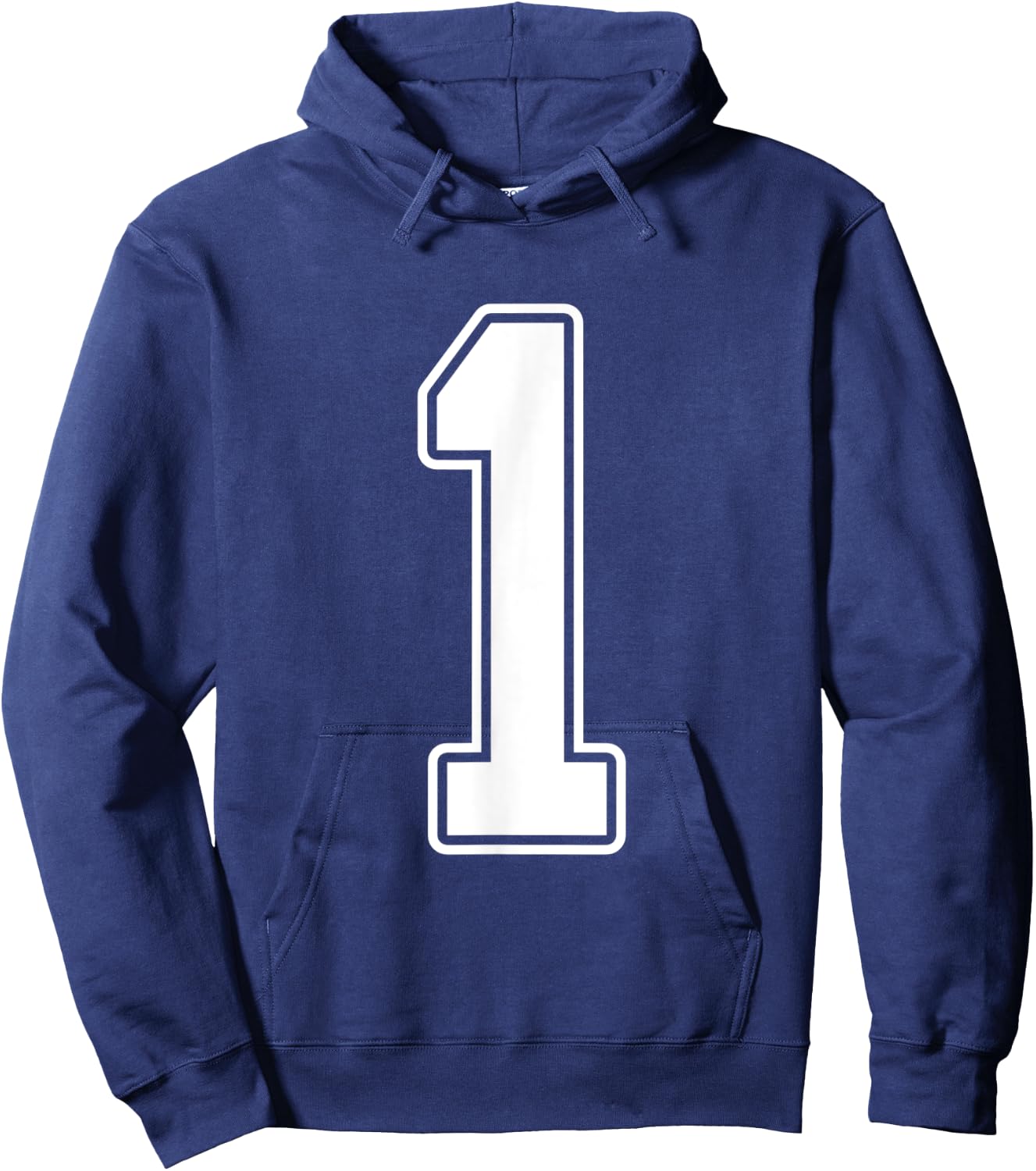 #1 White Outline Number 1 Sports Fan Jersey Style Hoodie - Hoodie | Navy