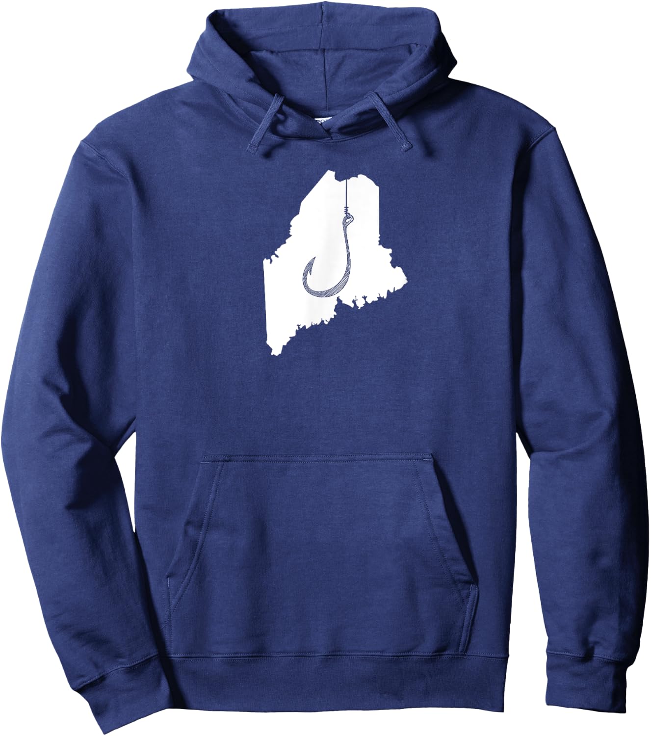 Maine Fishing, Angler State Fisherman Fish Hook Hoodie - Hoodie | Navy