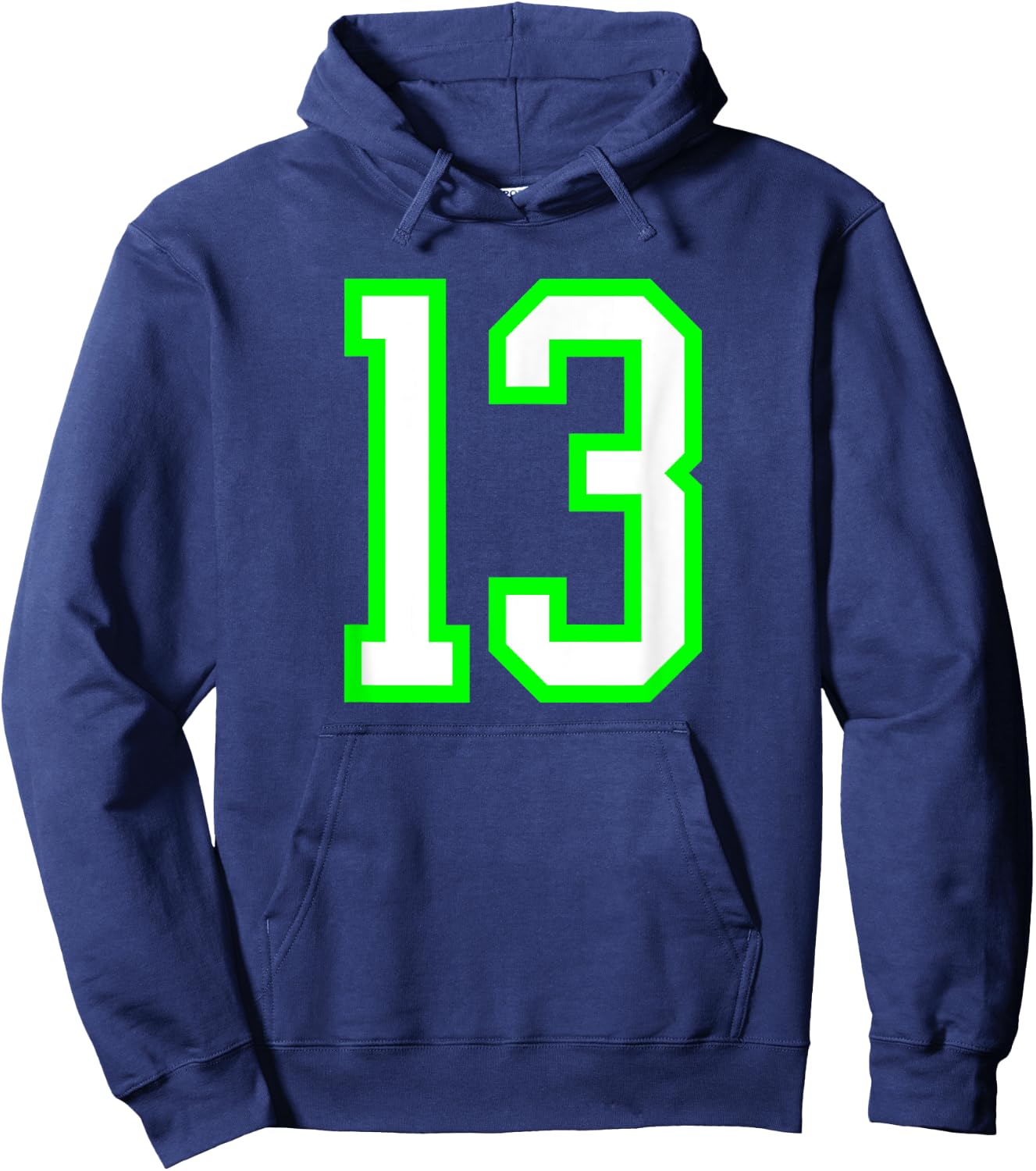 Sports Team Jersey #13 White Lime Jersey Number 13 Hoodie - Hoodie | Navy
