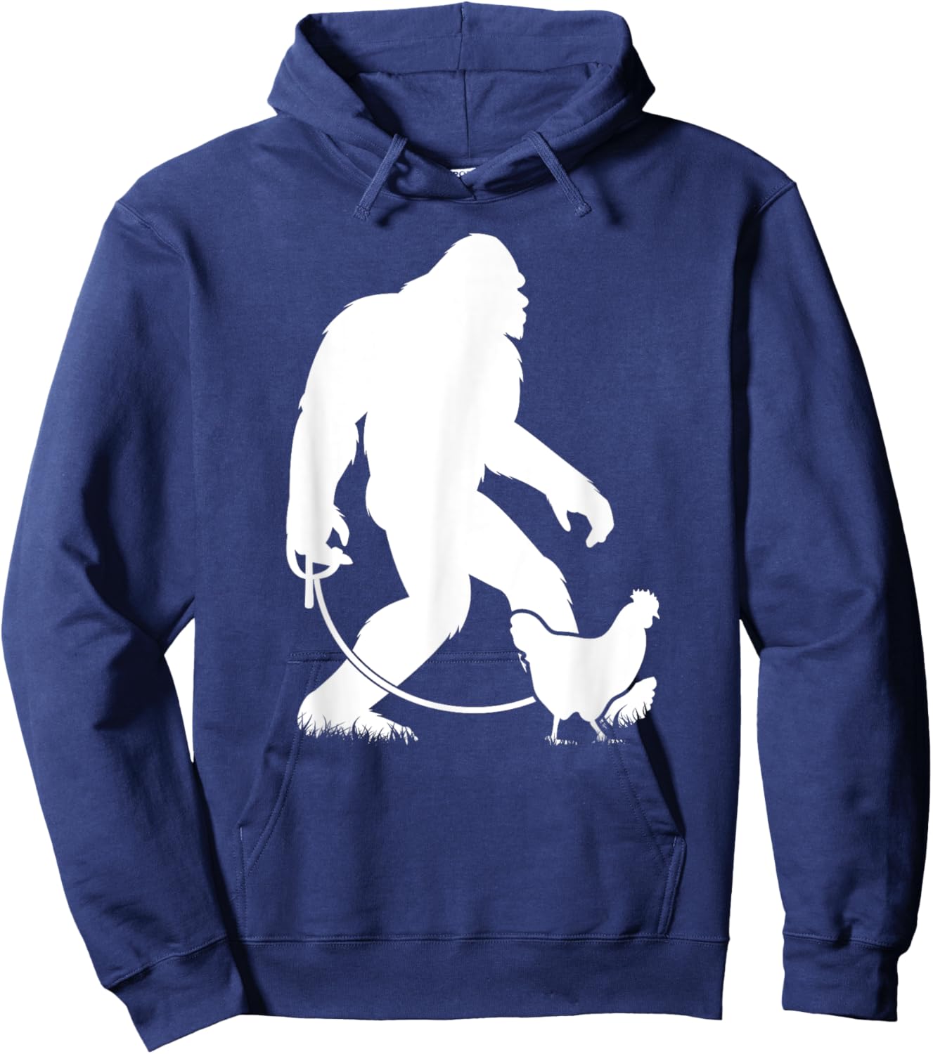 Bigfoot Walking Chicken Funny Sasquatch Chicken Silhouette Hoodie - Hoodie | Navy