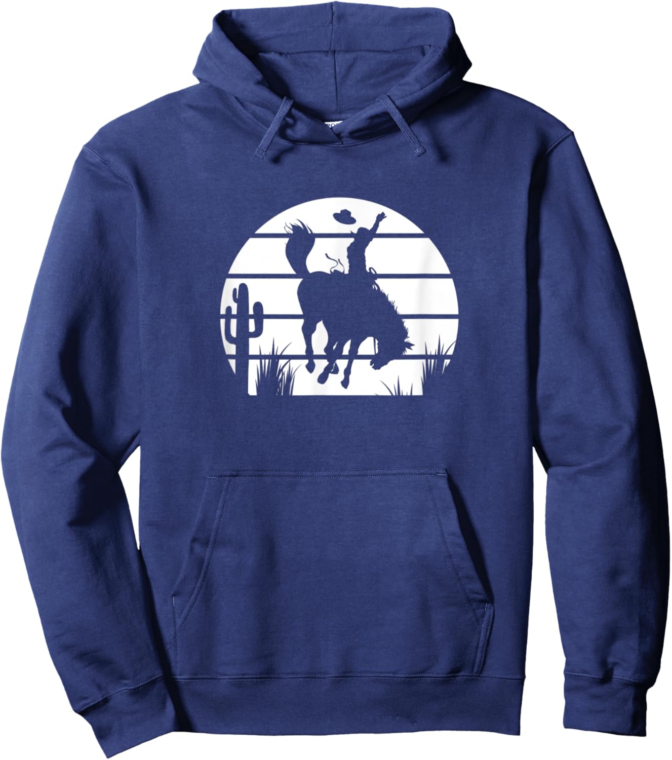 Bronc Rider In The Evening Sunset Hoodie - Hoodie | Navy