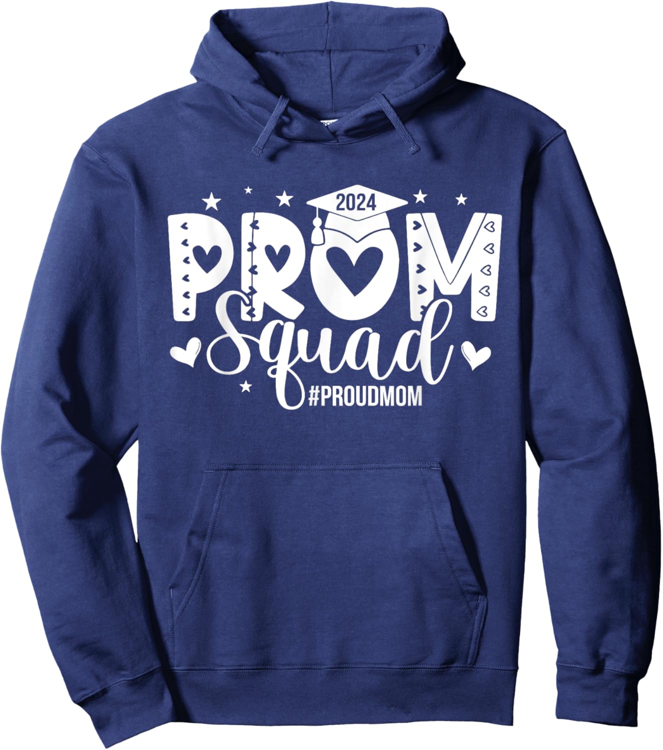 Vintage Prom Squad 2024 Proud Mom Graduation Class of 2024 Hoodie - Hoodie | Navy