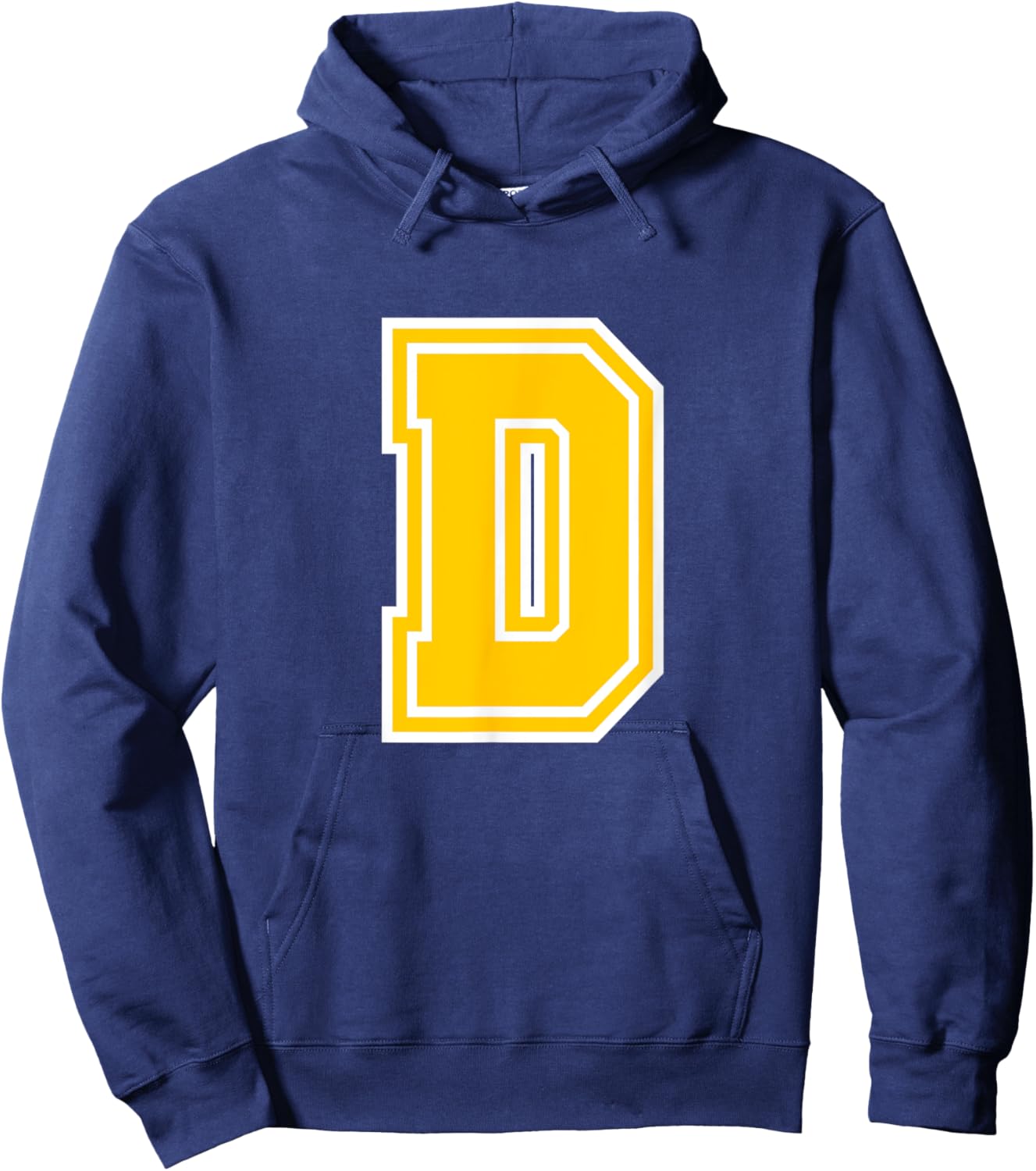 Letter D Yellow Monogram Initial Hoodie - Hoodie | Navy