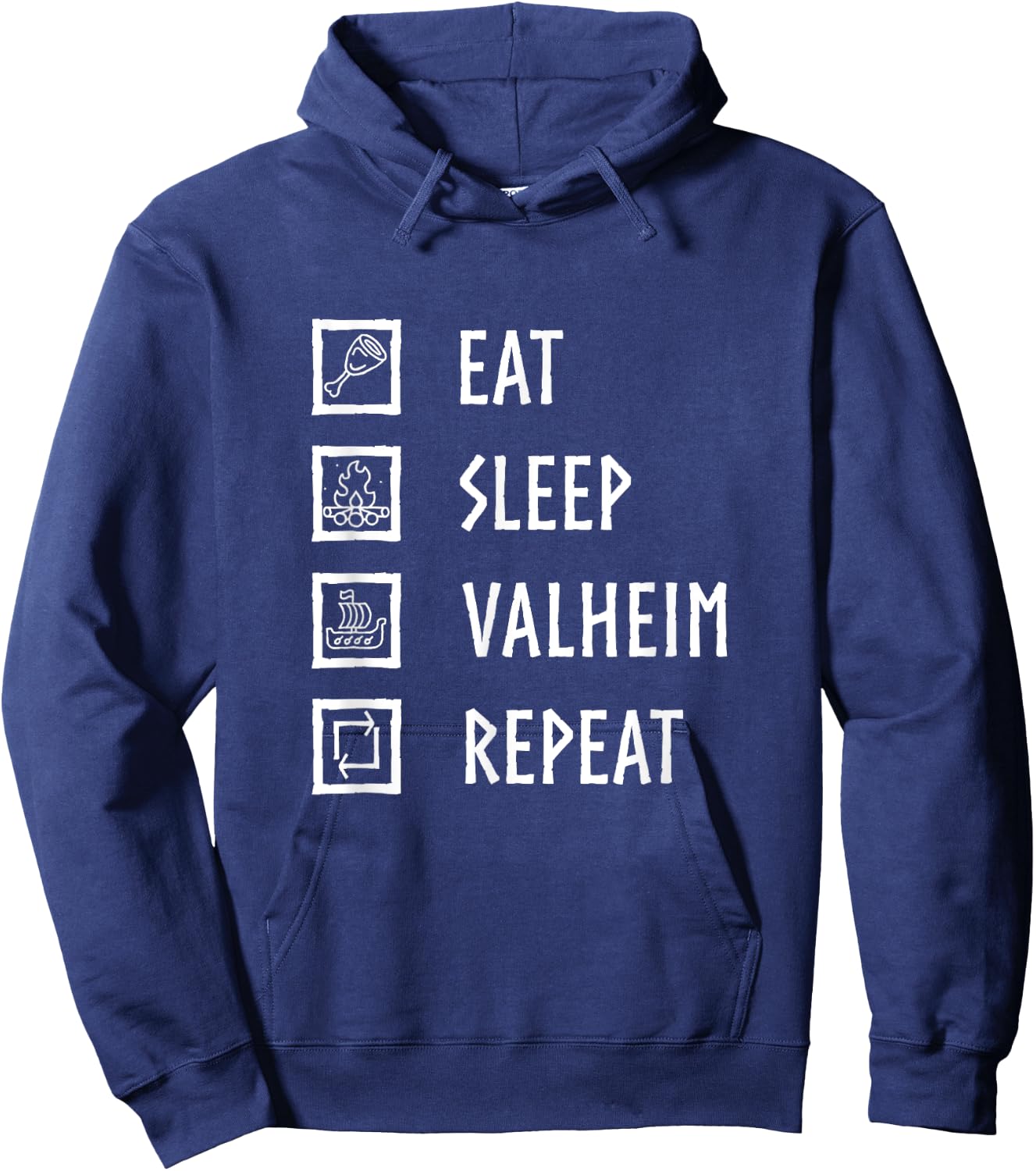 ZipTogs Eat,Sleep,Valheim,Repeat! -Adults Kids Black Short Sleeve Classic Fit Hoodie - Hoodie | Navy