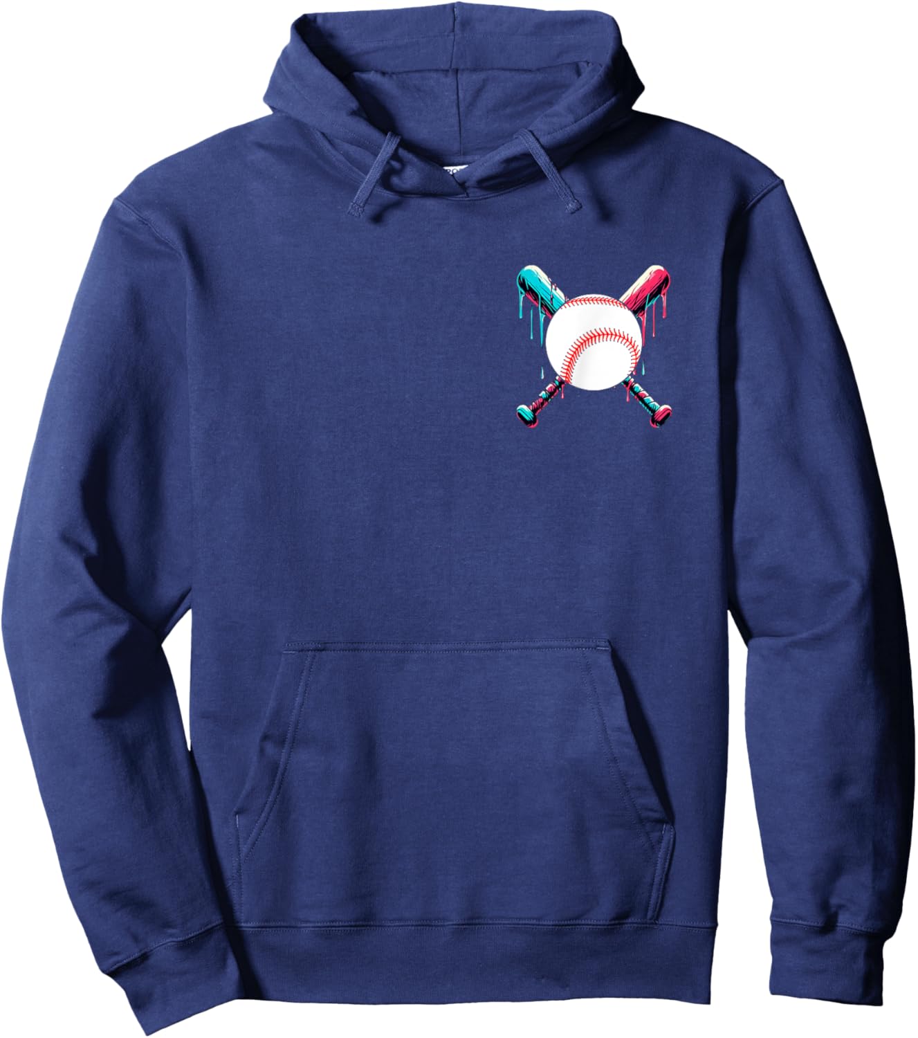Baseball Bat Drip with Melting Ice Cream Drippy Pocket Hoodie - Hoodie | Navy