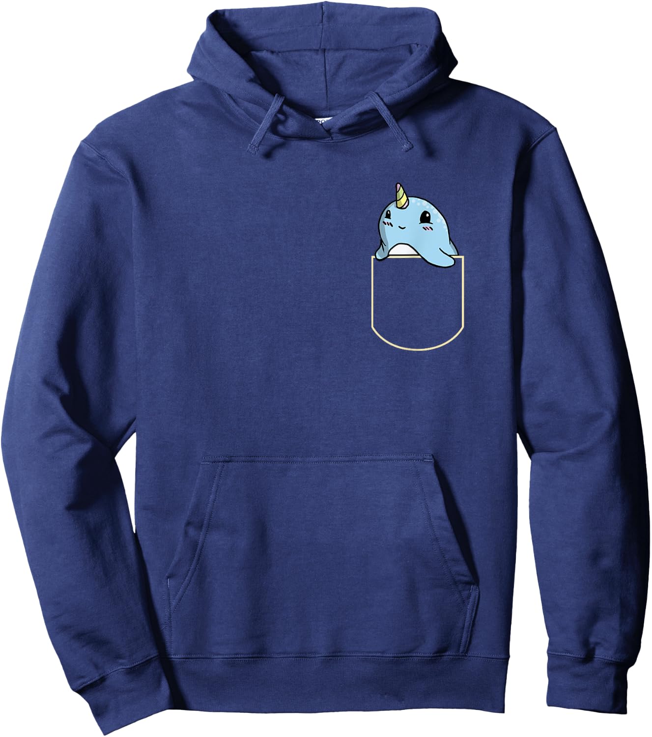 Funny Narwhal Chest Bag Gift Unicorn Whale Pocket Hoodie - Hoodie | Navy