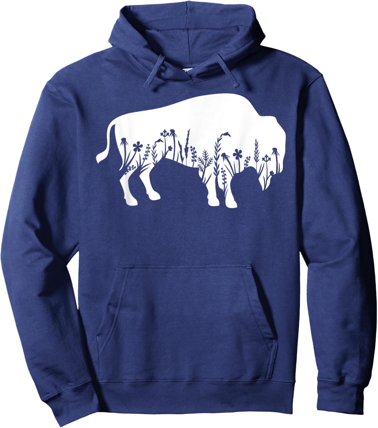 Buffalo Flower American Bison Animal Silhouette Hoodie - Hoodie | Navy