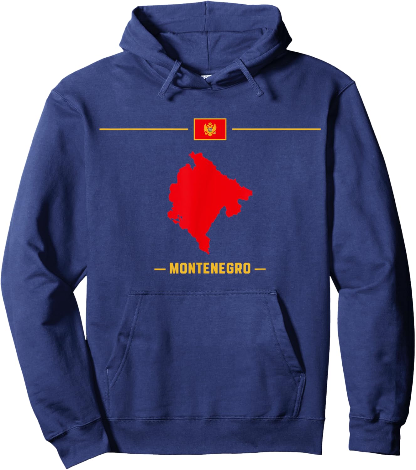 Map of Montenegro isolated with flag and name of the country Hoodie - Hoodie | Navy