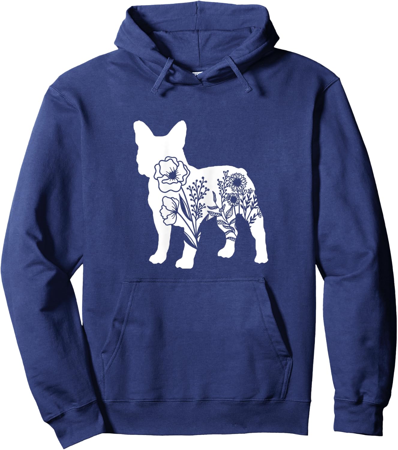 Floral French Bulldog Dog Mom Flowers for Human Cute Hoodie - Hoodie | Navy