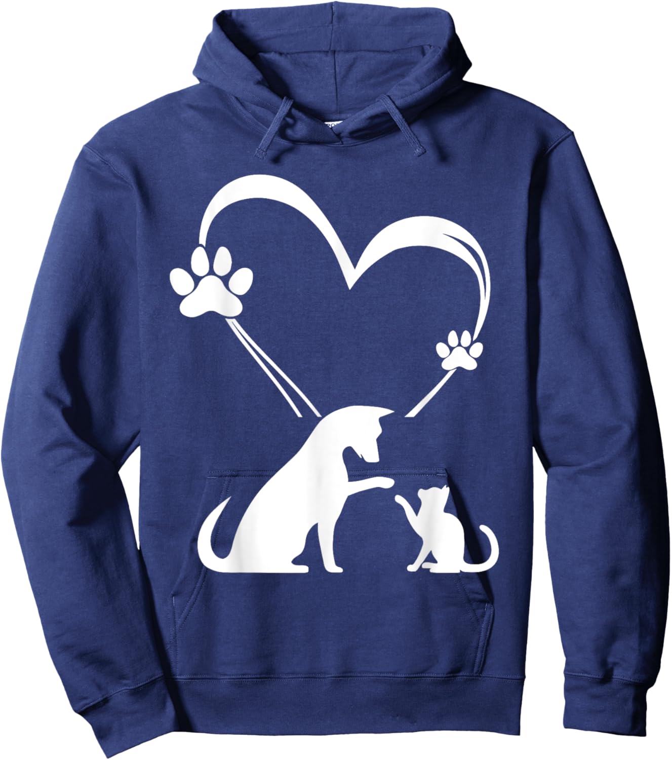 Dog Puppy and Baby Cat Heart - Animal Dog & Cat Heart Hoodie - Hoodie | Navy