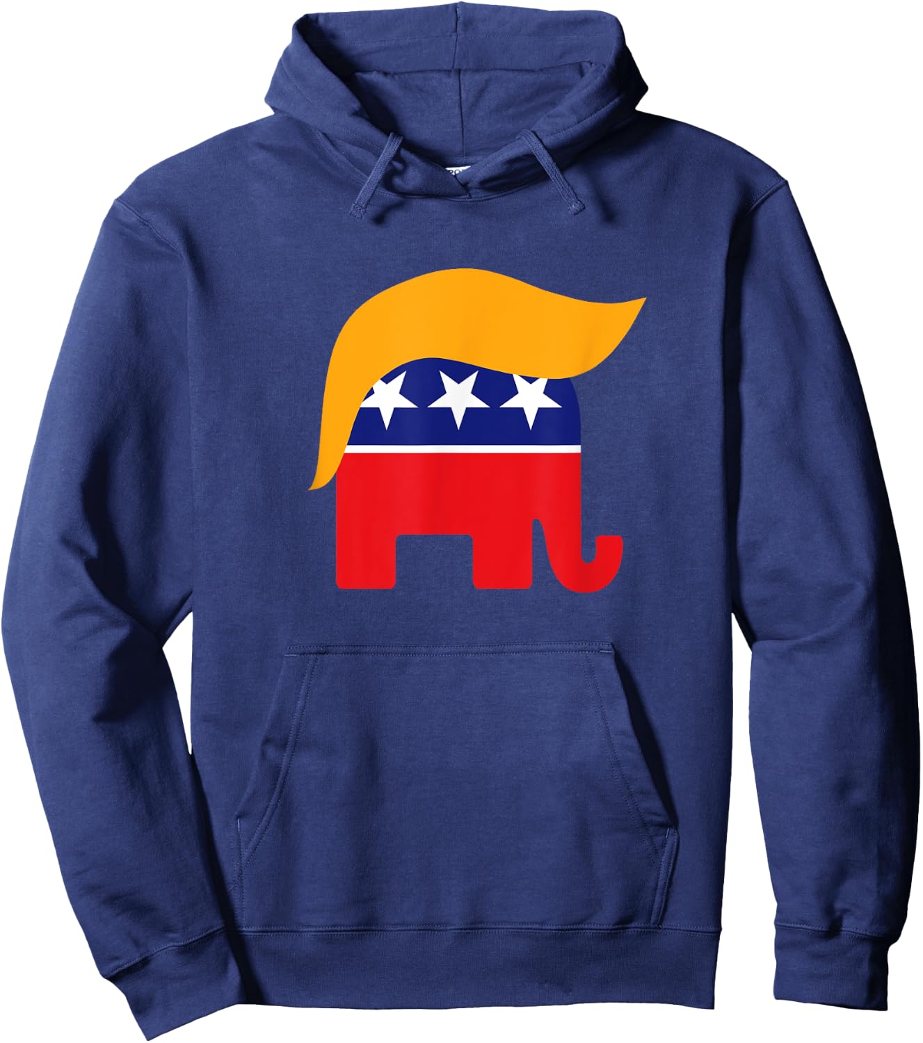President Donald Trump GOP Republican Elephant Hair Logo Hoodie - Hoodie | Navy