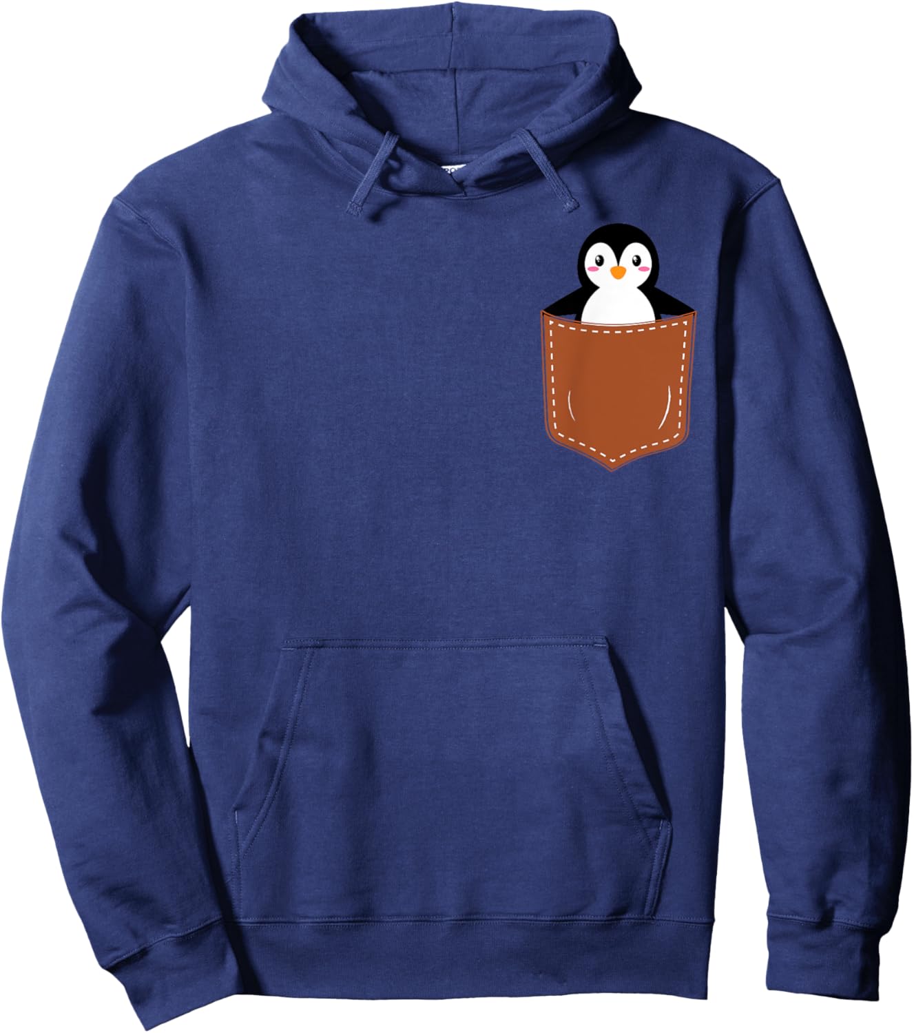 Cute Penguins Design Lovers, Funny Pingu Penguin In Pocket Hoodie - Hoodie | Navy