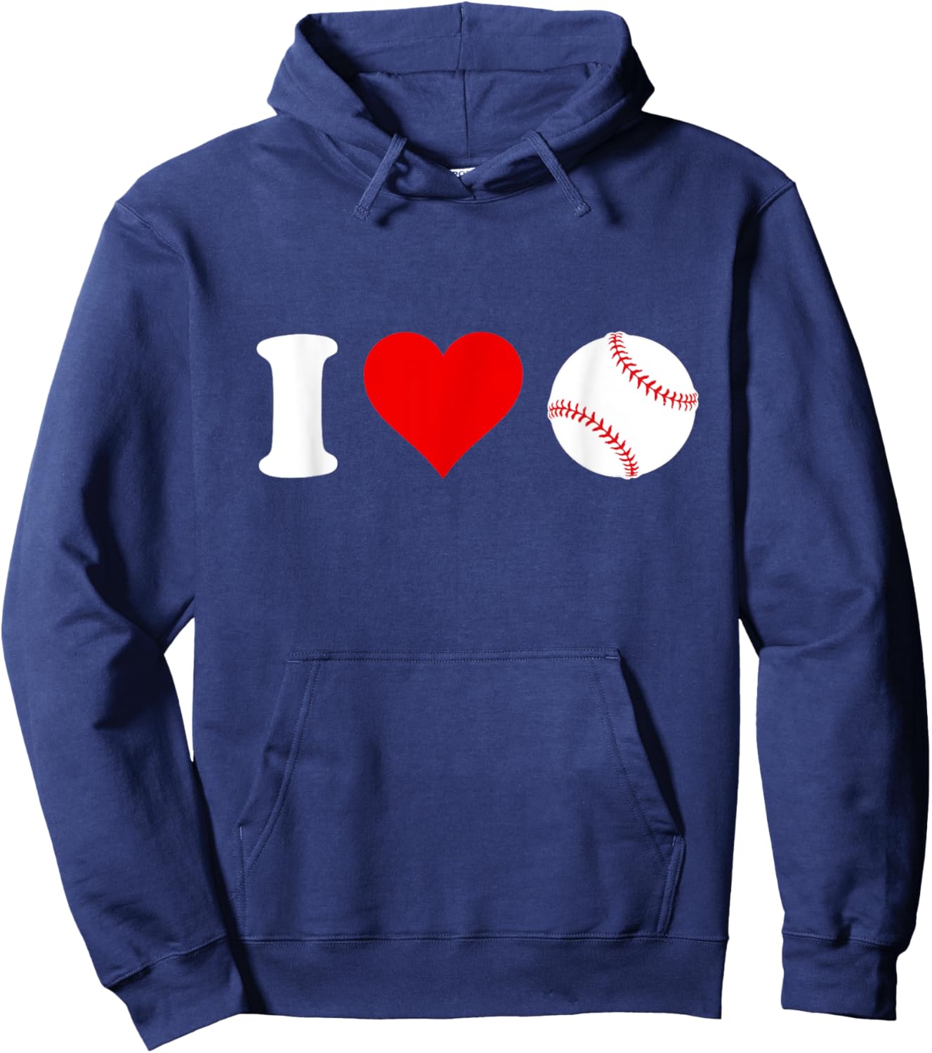 I Love Baseball Sports Fan Heart Shaped Baseball Fan Hoodie - Hoodie | Navy