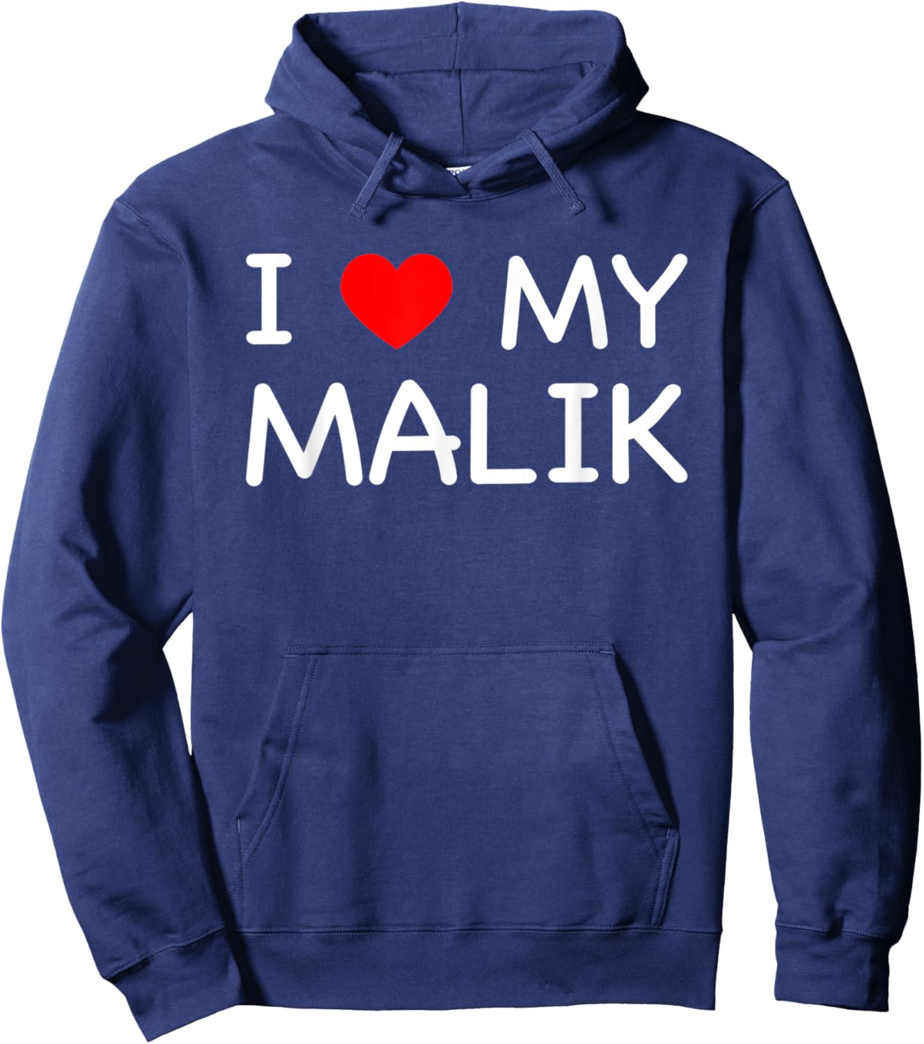 I Love My Malik First Name Red Heart Hoodie - Hoodie | Navy