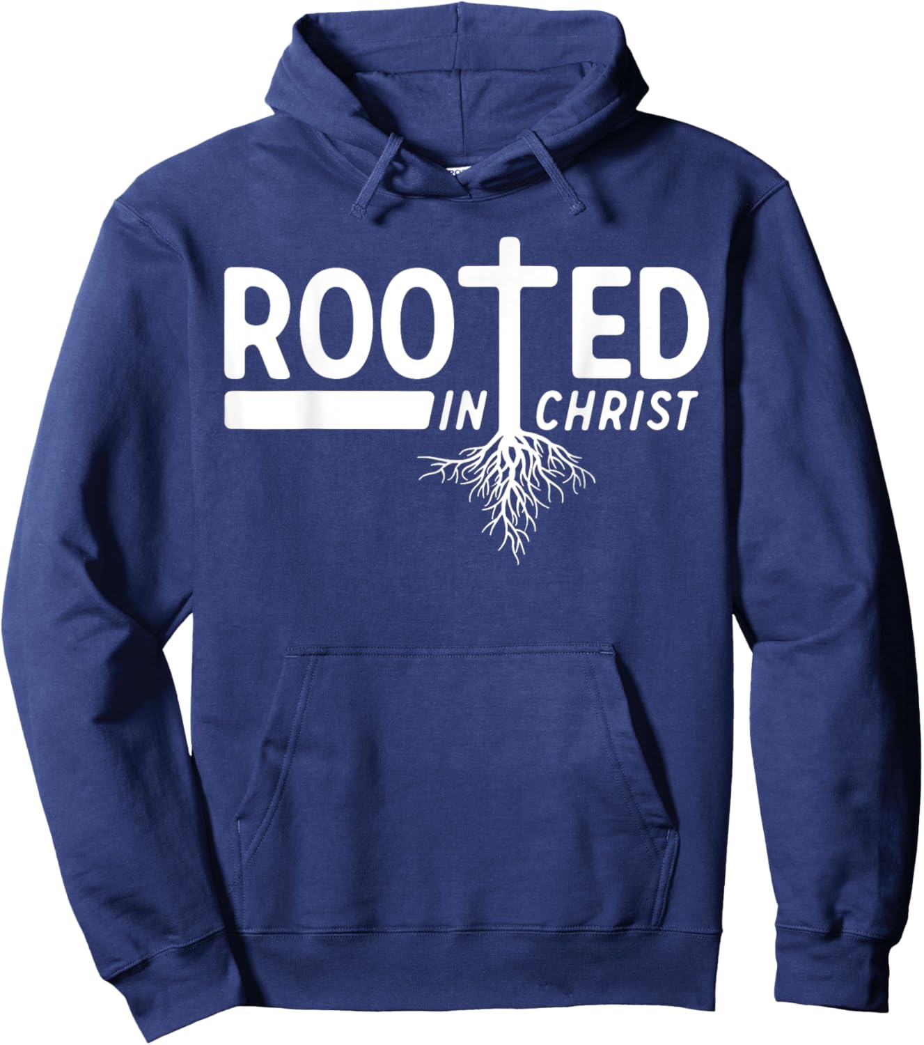 Rooted In Christ Jesus Cross Pray Bible Verse Christian Hoodie - Hoodie | Navy