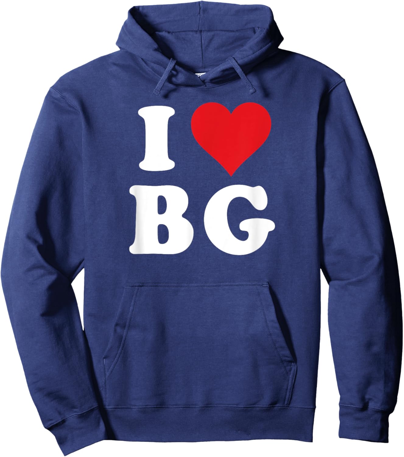 I Heart BG Initials I Love B.G. First And Last Name B G Hoodie - Hoodie | Navy