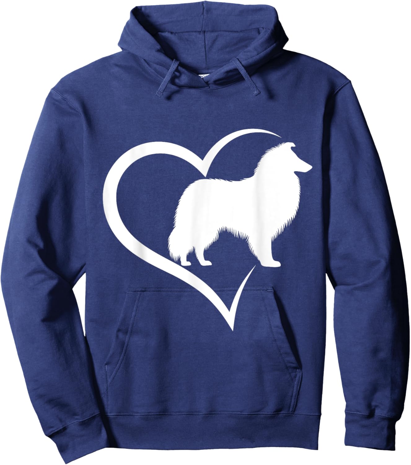 Rough Collie Silhouette Heart Love Dog Men Women Girls Kids Hoodie - Hoodie | Navy