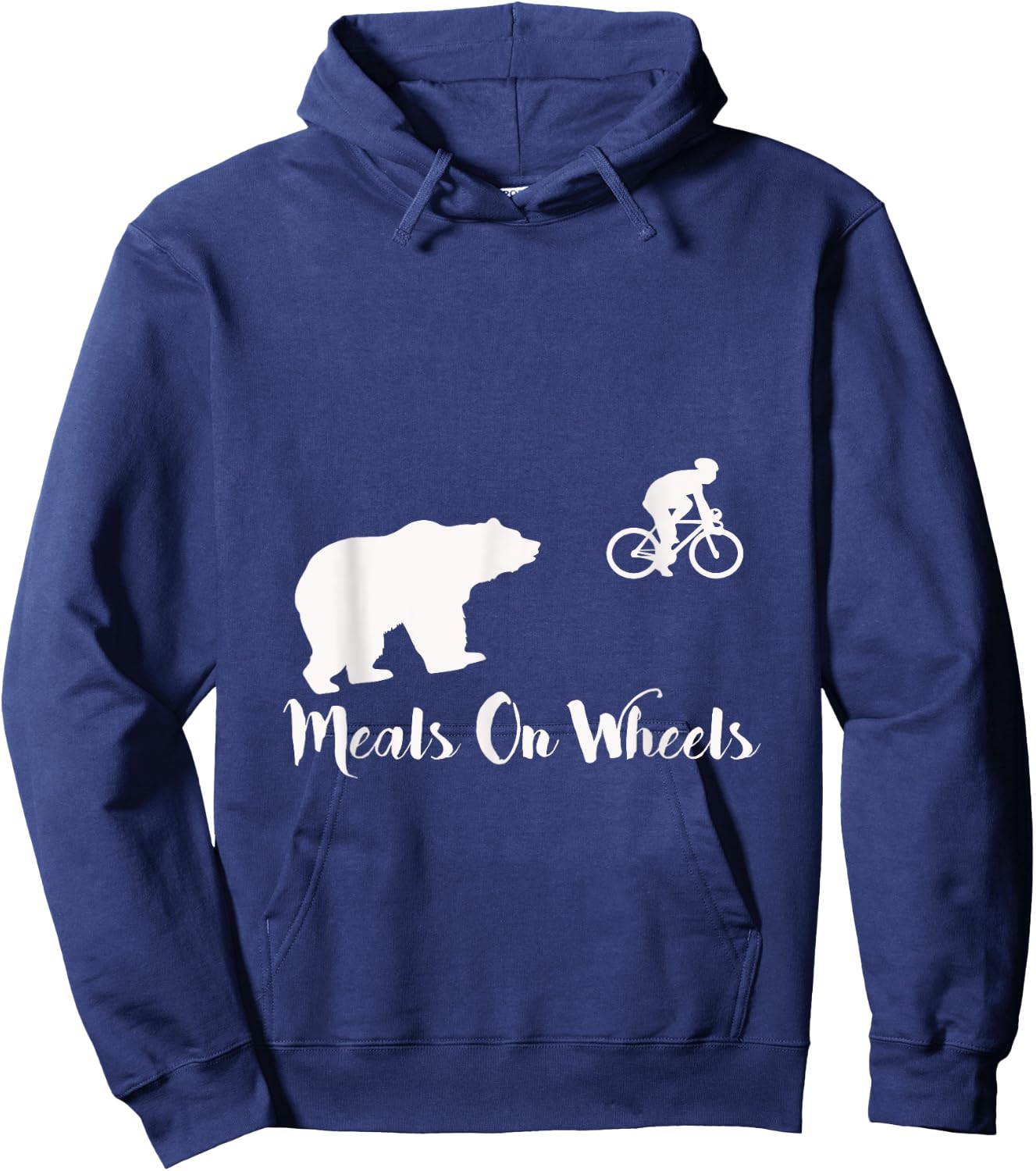 Funny Bear Chasing Bike Cyclist Meals on Wheels Hoodie - Hoodie | Navy