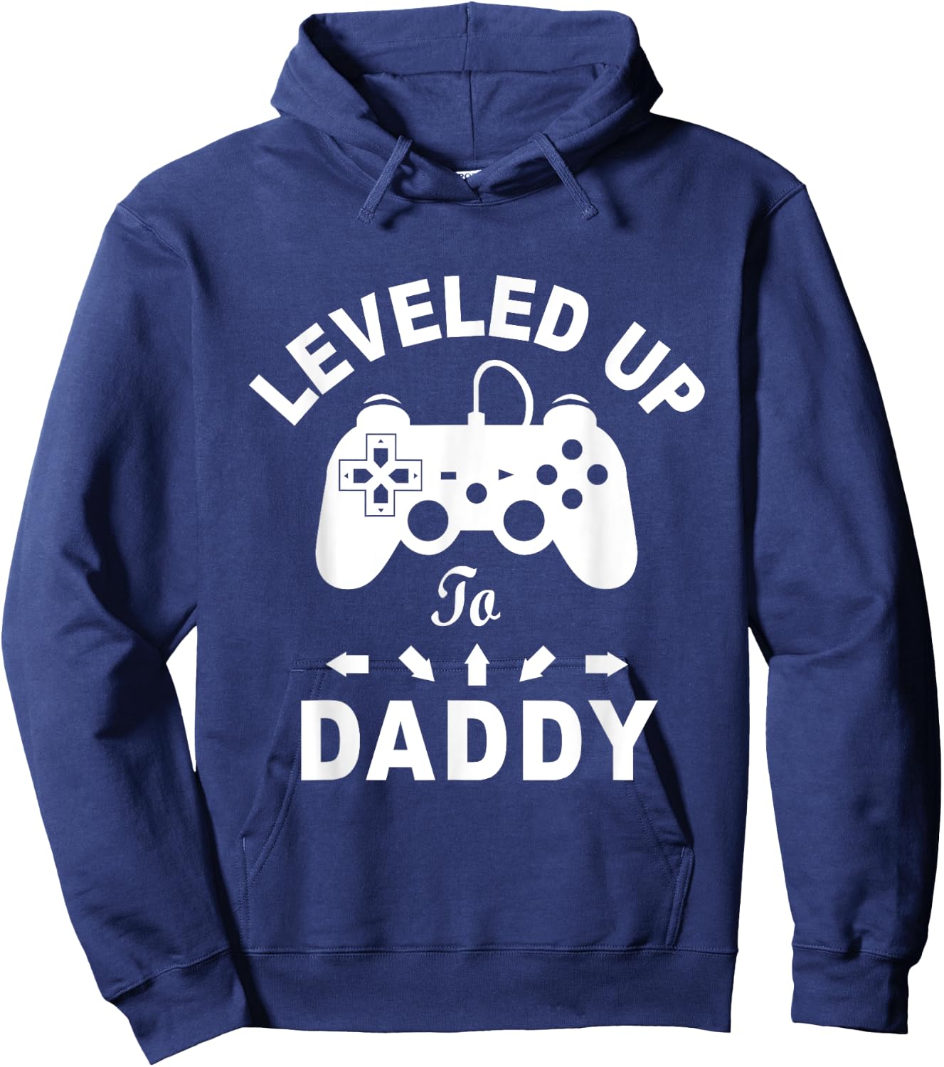 A And E Creative Men's Black Gamer Leveled Up To Daddy Video Game Dad Hoodie - Hoodie | Navy