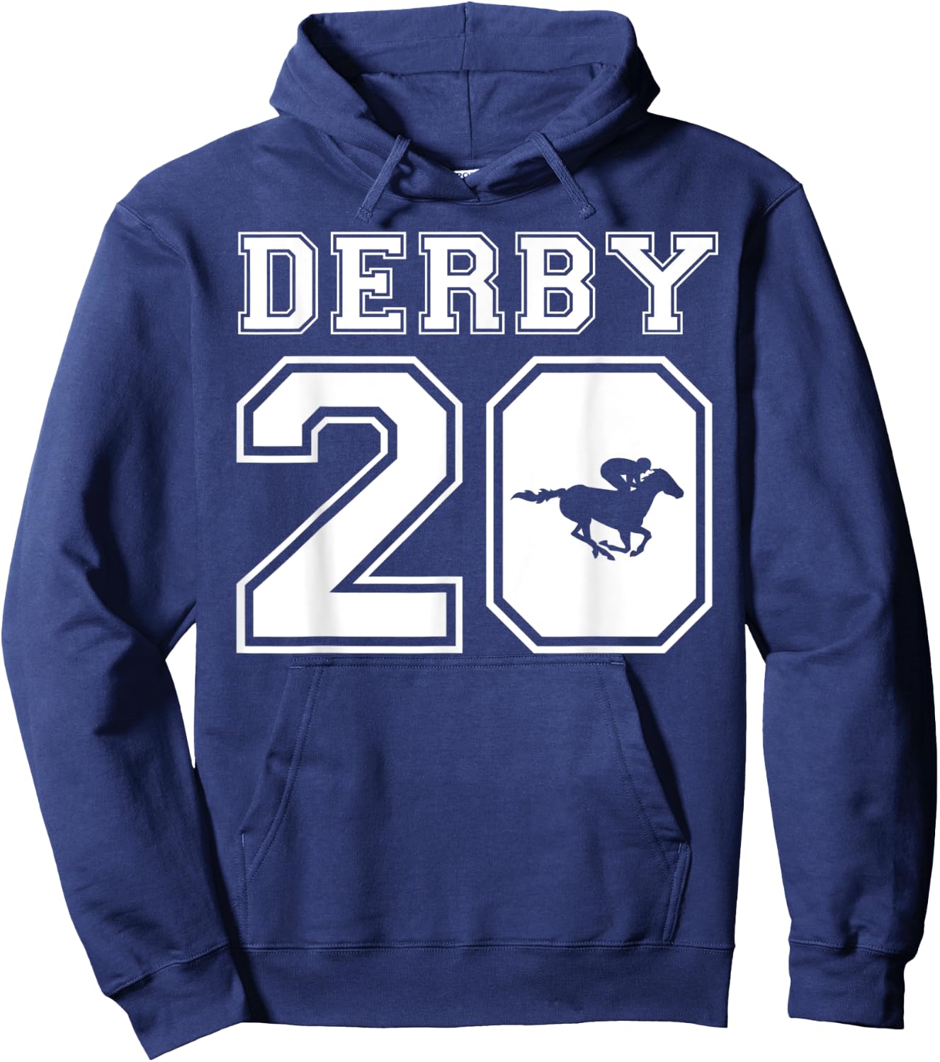 2020 Derby Jersey Style Graphic Horse Racing Jockey Design Hoodie - Hoodie | Navy