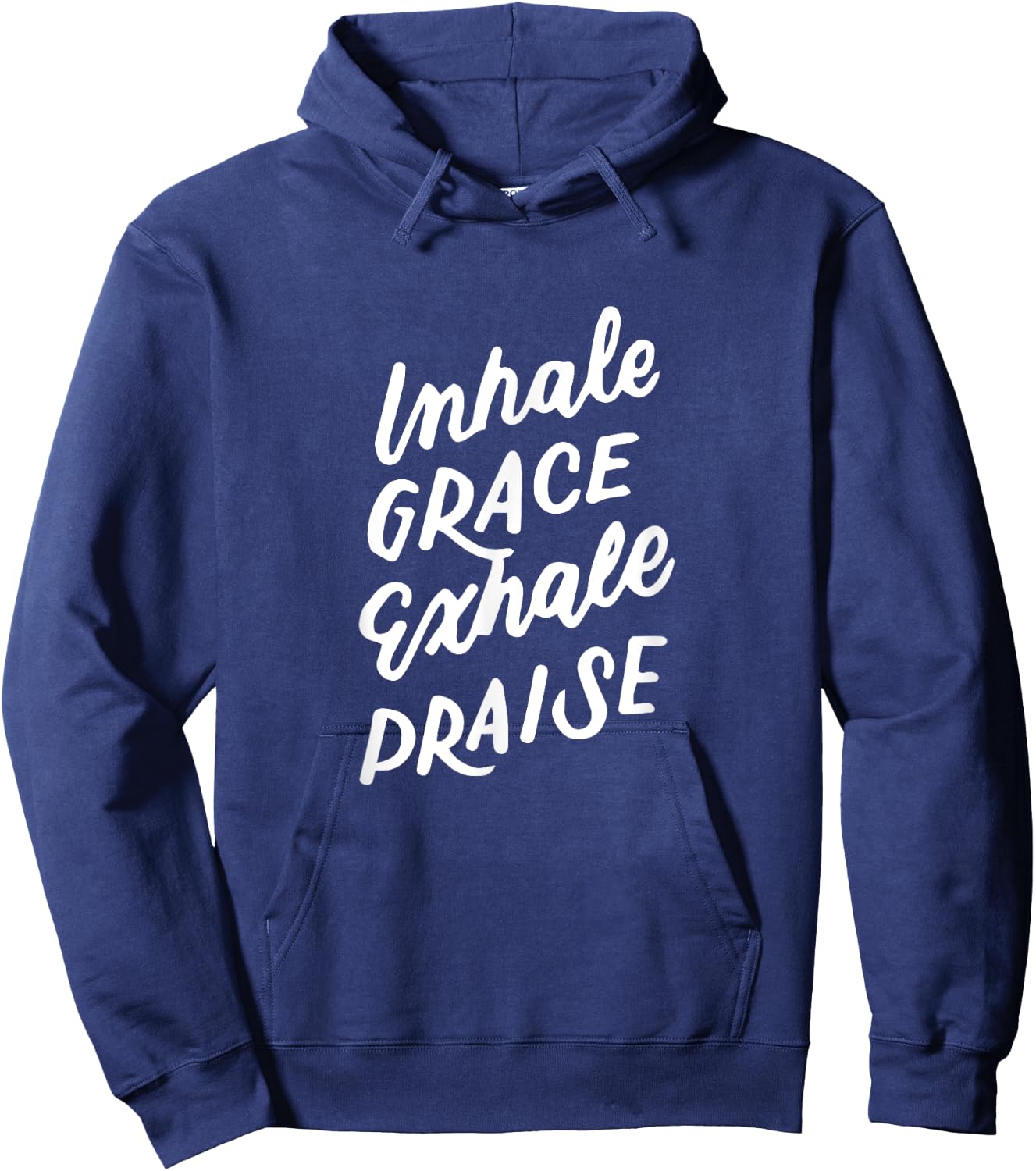 Inspirational Christian Yoga Pun, Inhale Grace Exhale Praise Hoodie - Hoodie | Navy