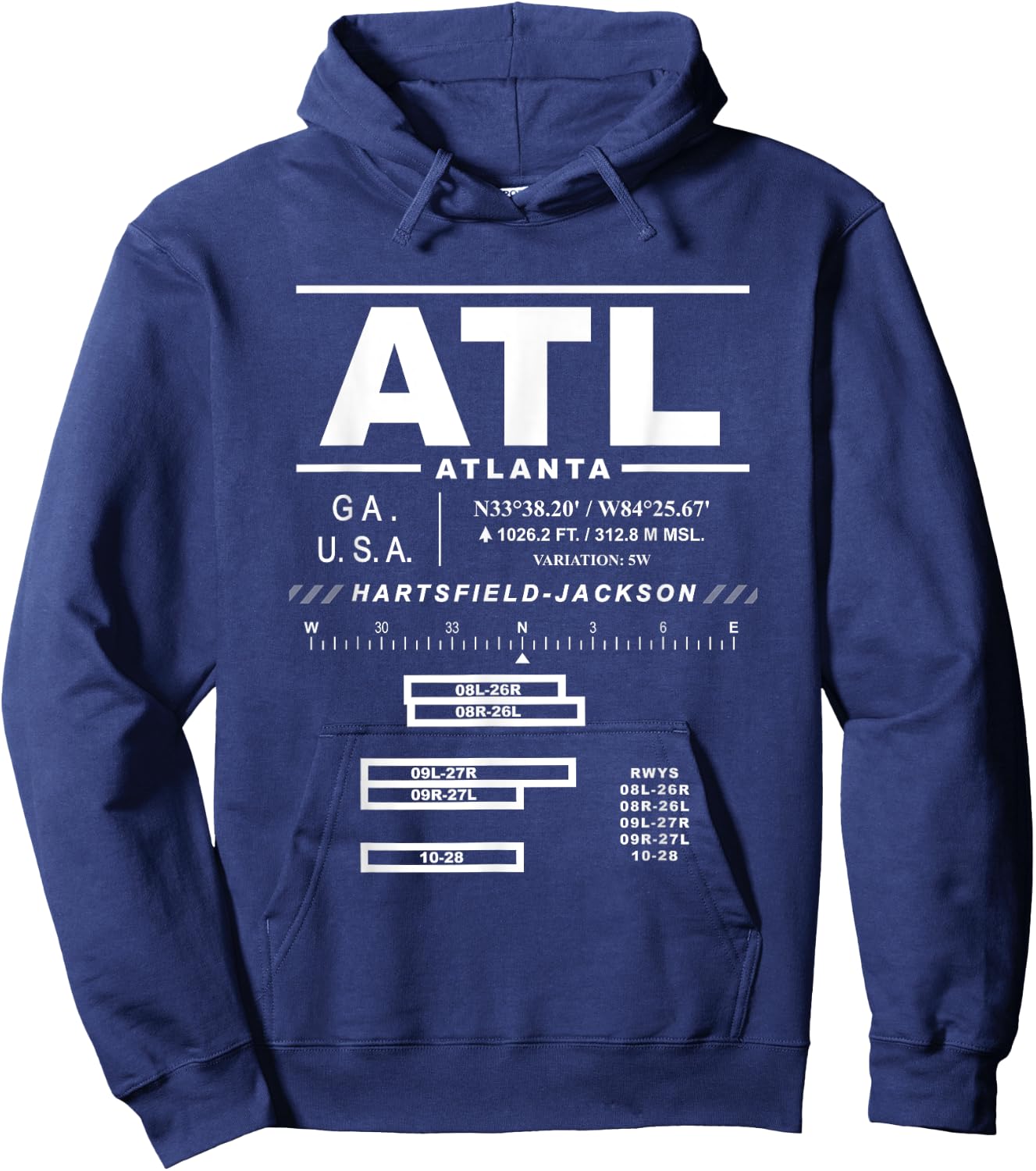 Hartsfield Jackson Atlanta International Airport Georgia ATL Hoodie - Hoodie | Navy